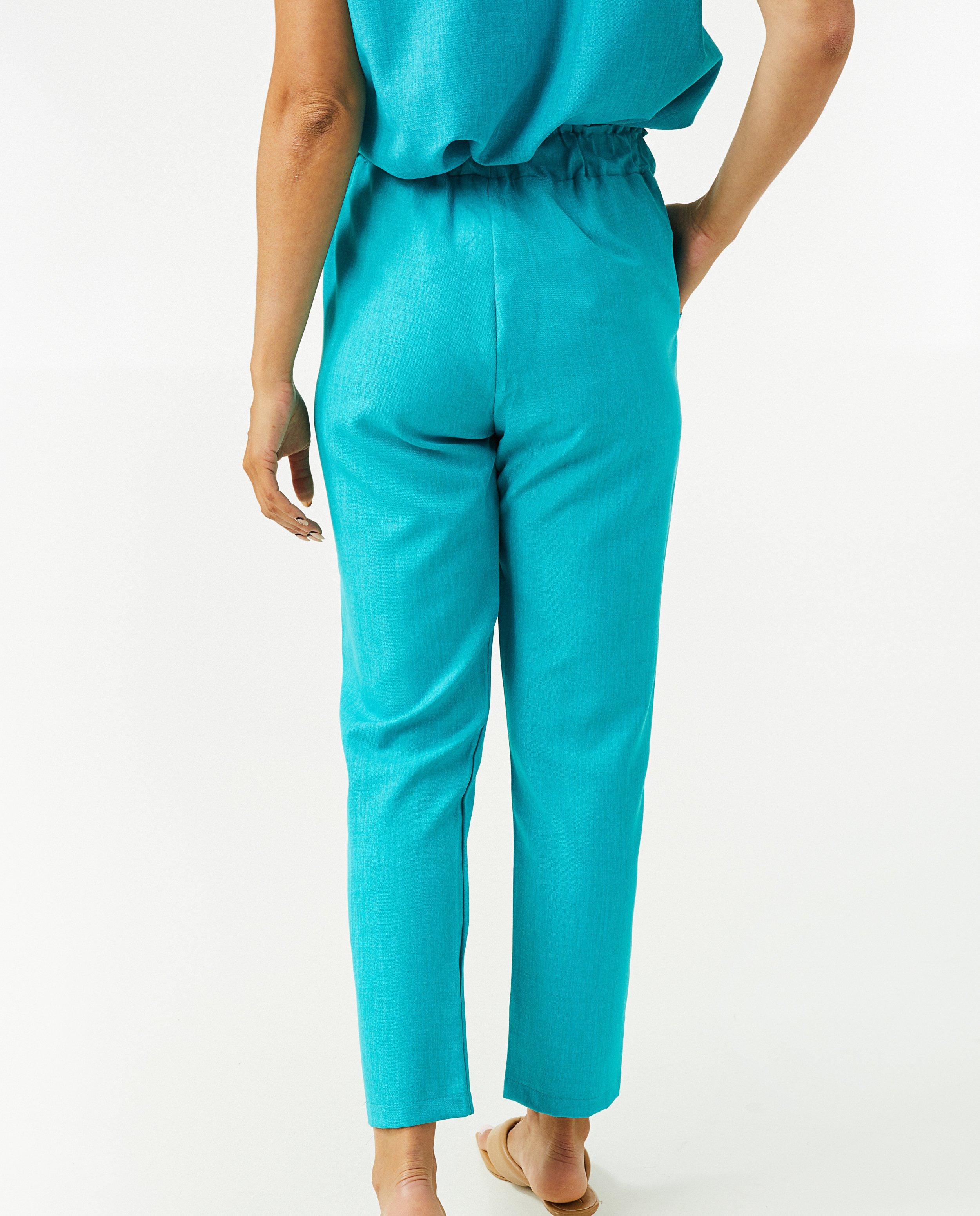 Pantalons - Pantalon turquoise à taille haute