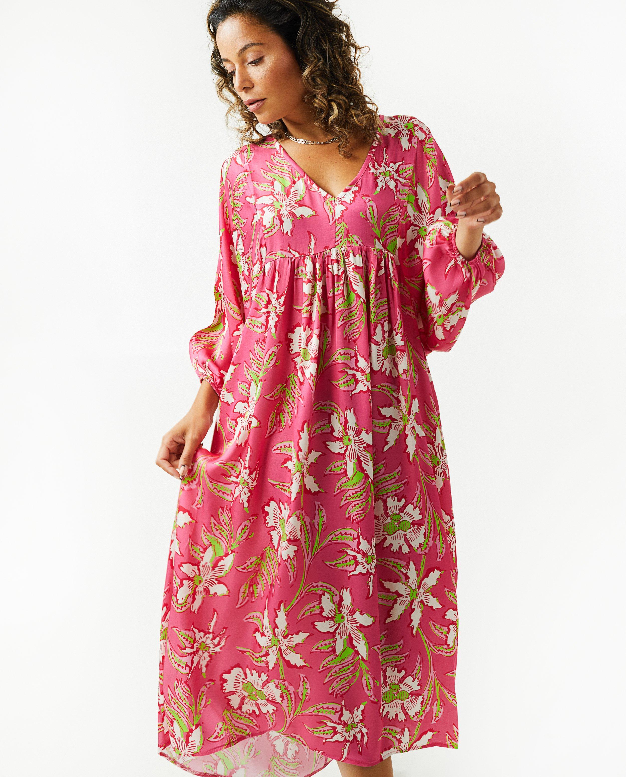 Kleedjes - Roze jurk met bloemenprint