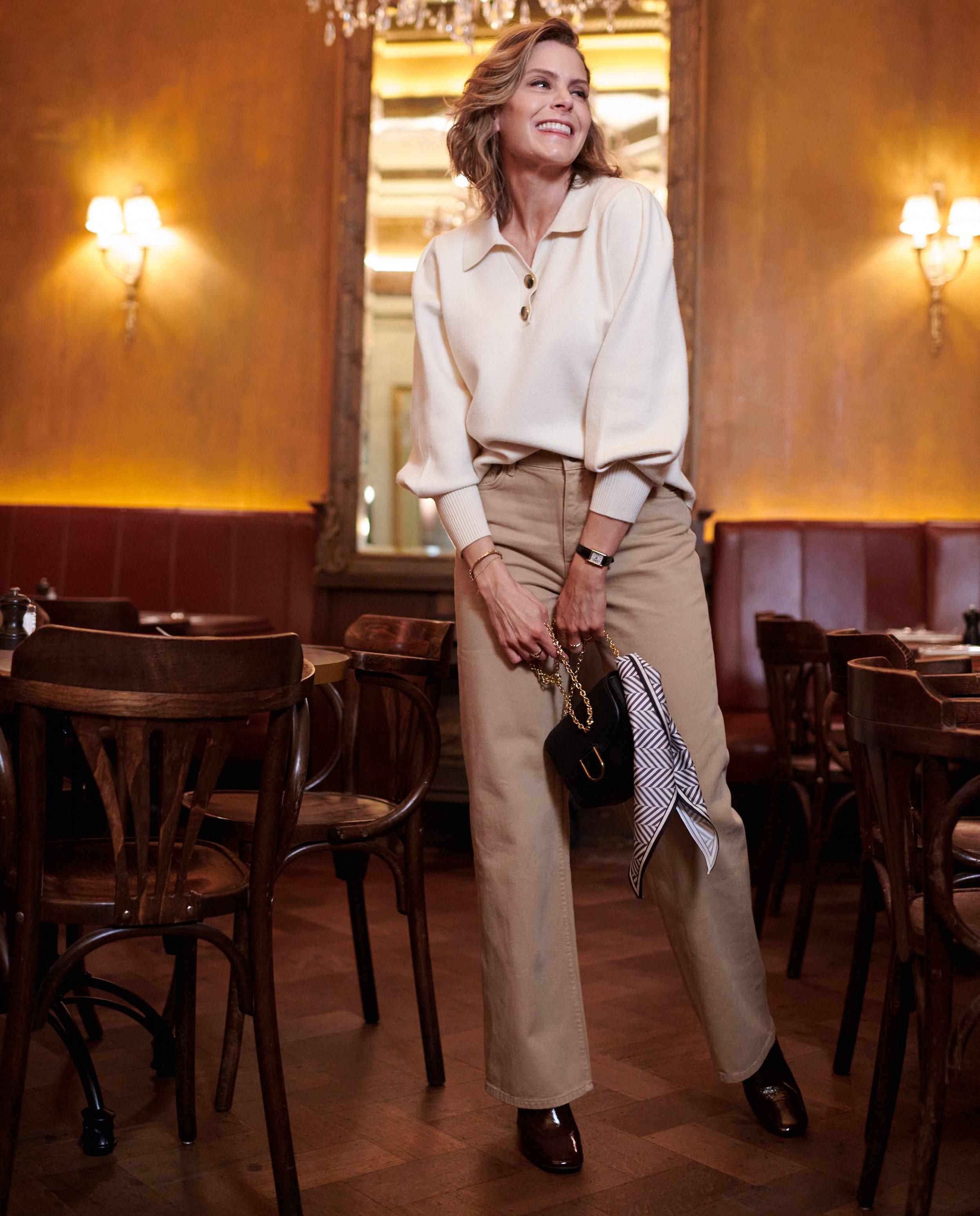 Broeken - Zwarte jeans, wide leg fit