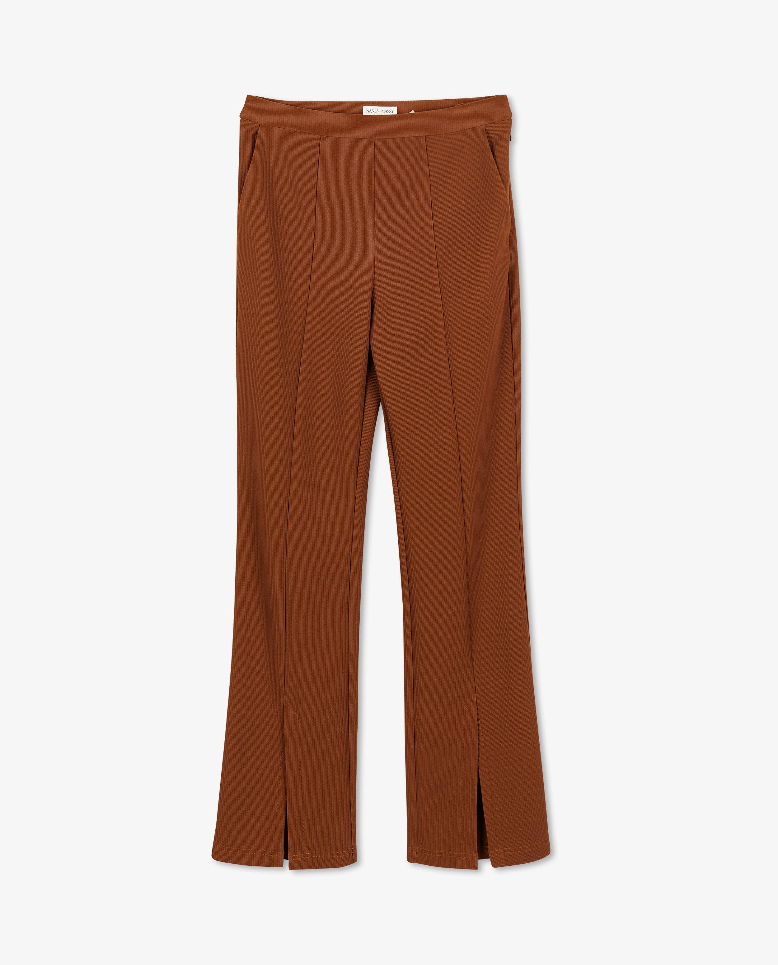 Broeken - Geribde broek met splits