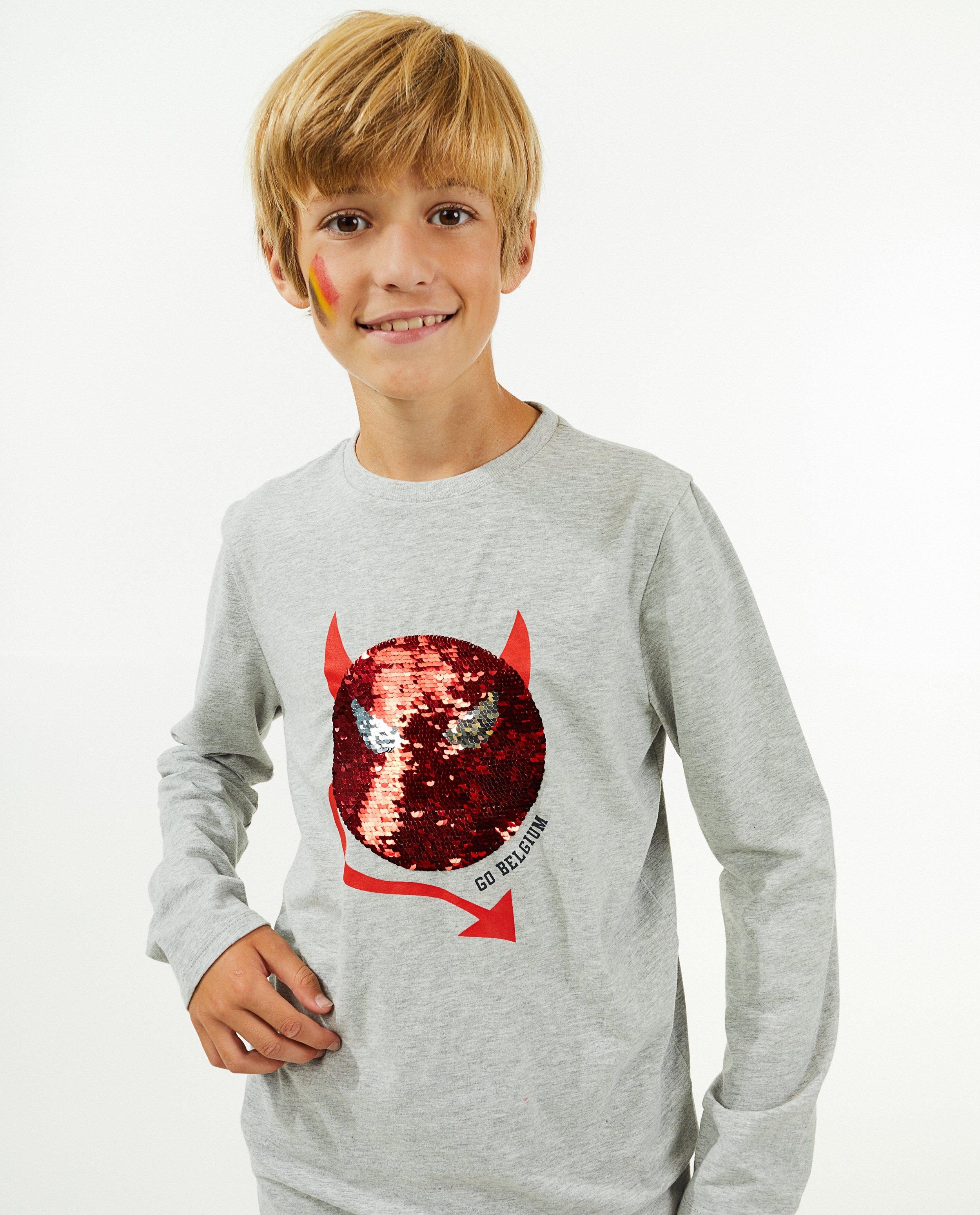 T-shirts - T-shirt à manches longues à imprimé orné de paillettes, 7-14 ans