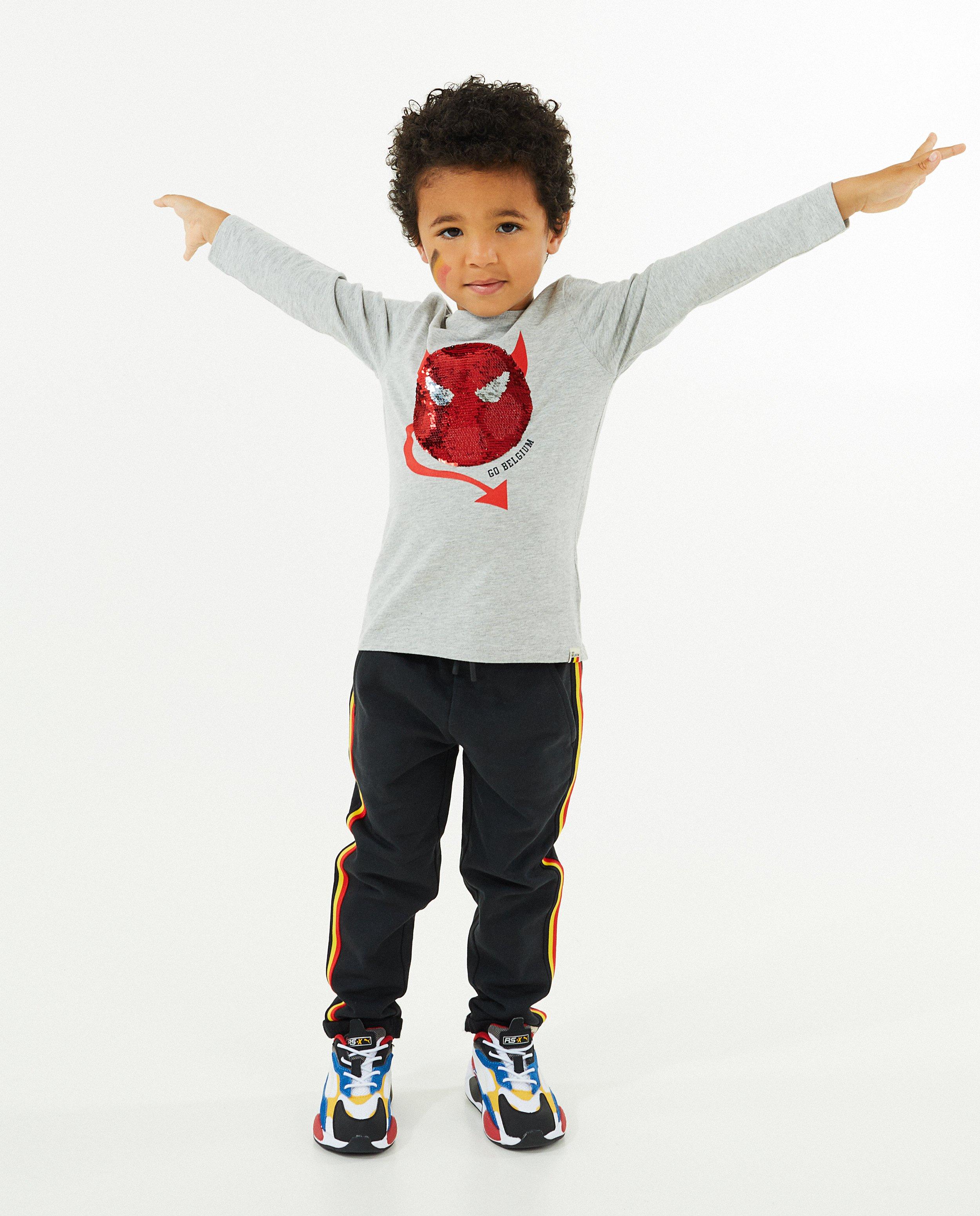 T-shirt &agrave; manches longues &agrave; imprim&eacute; orn&eacute; de paillettes, 2-7 ans - D&eacute;tails du produit - gris clair - image num&eacute;ro 3