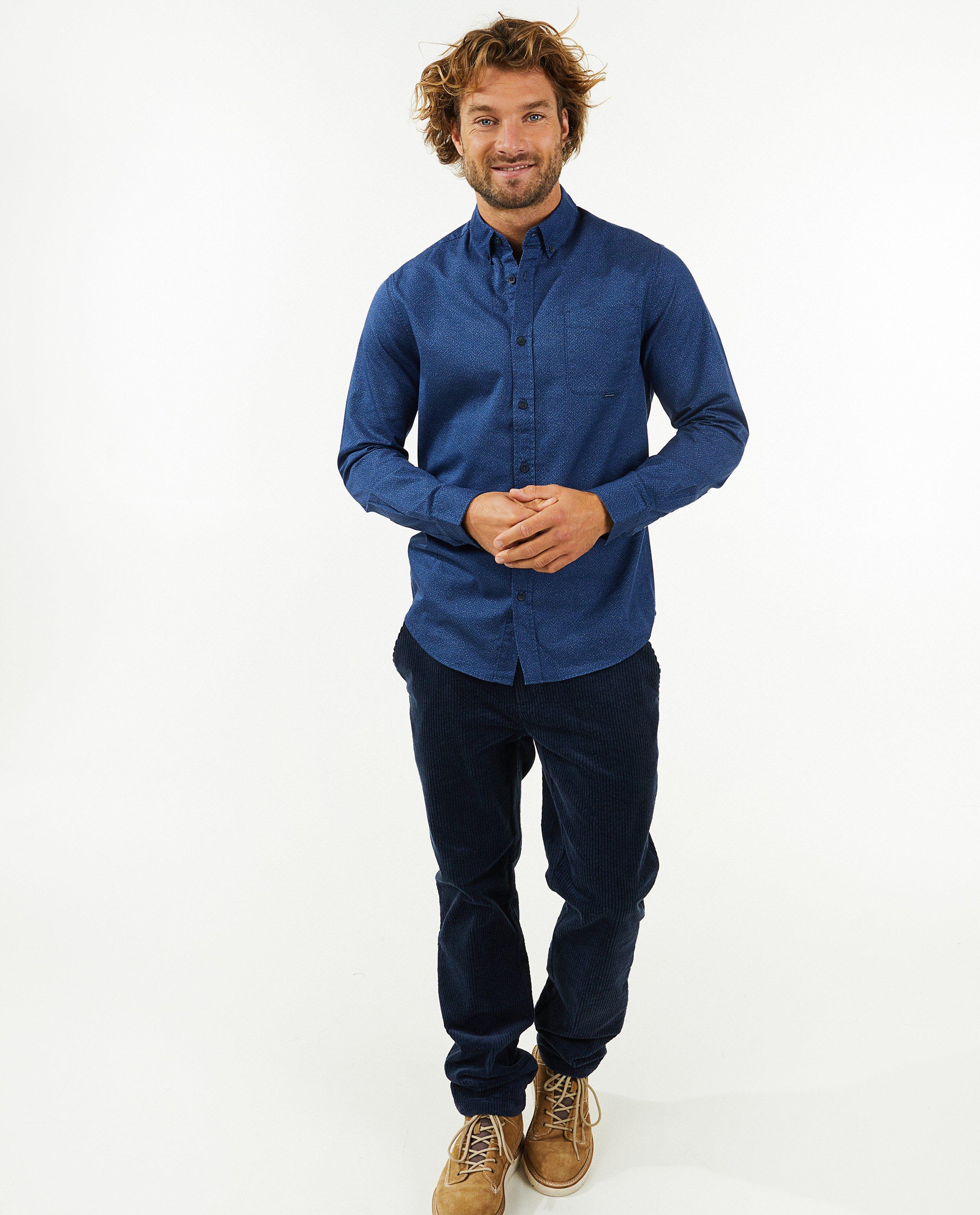 Blauw hemd met microprint - null - Hampton Bays