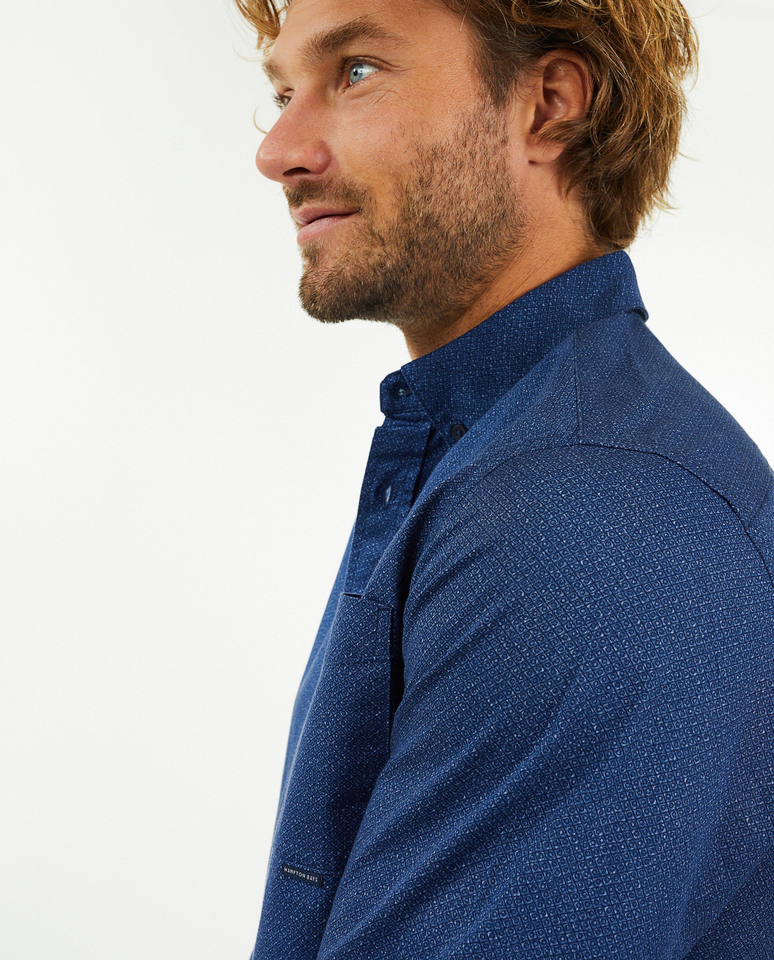 Hemden - Blauw hemd met microprint