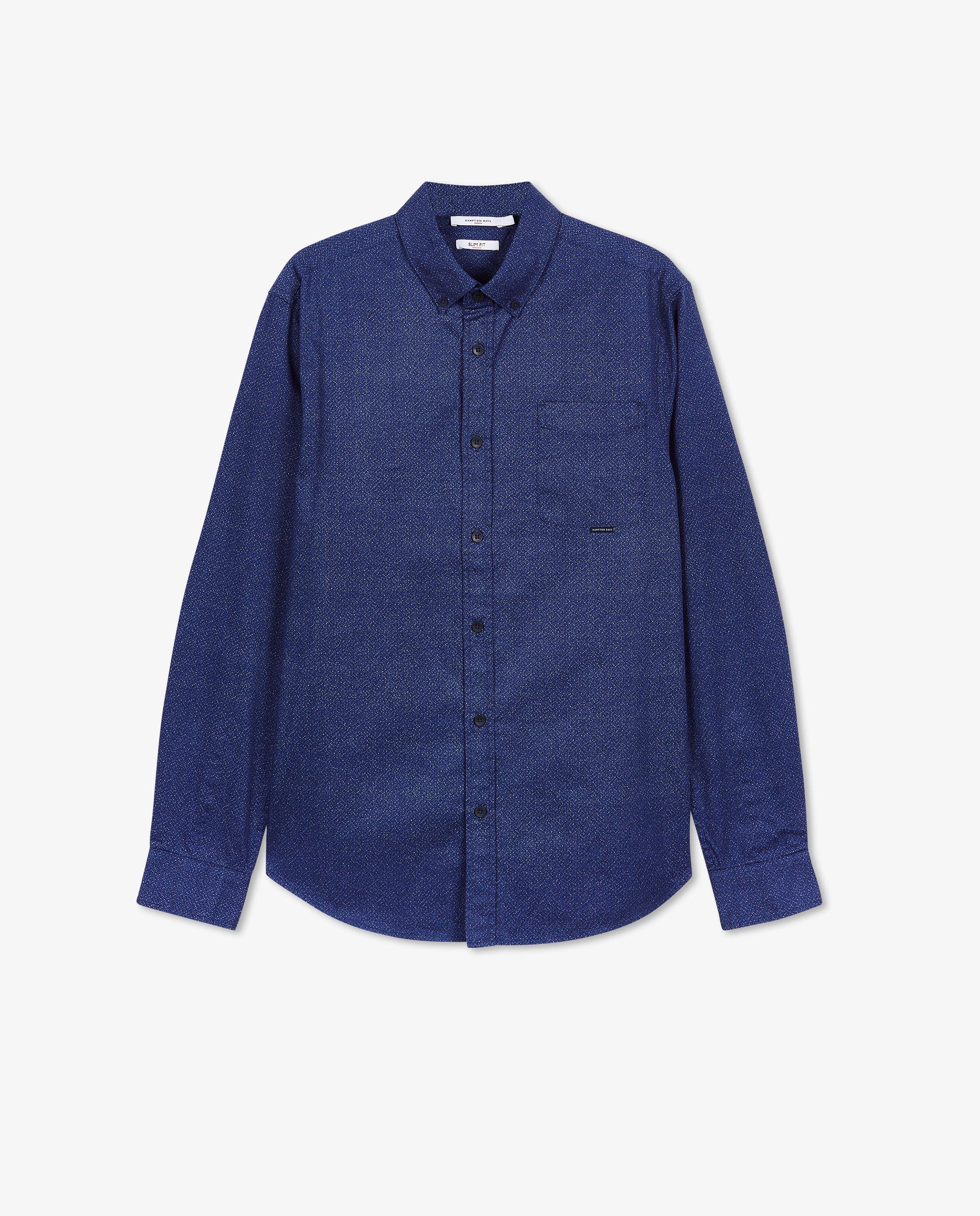 Hemden - Blauw hemd met microprint