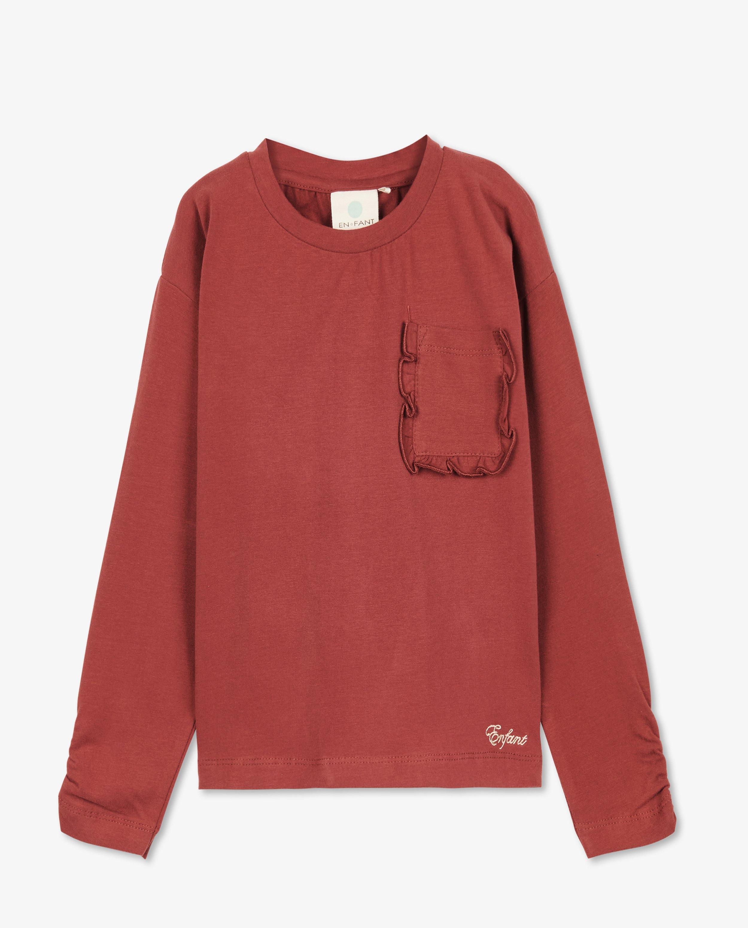 T-shirt brun-rouge à manches longues - null - Enfant