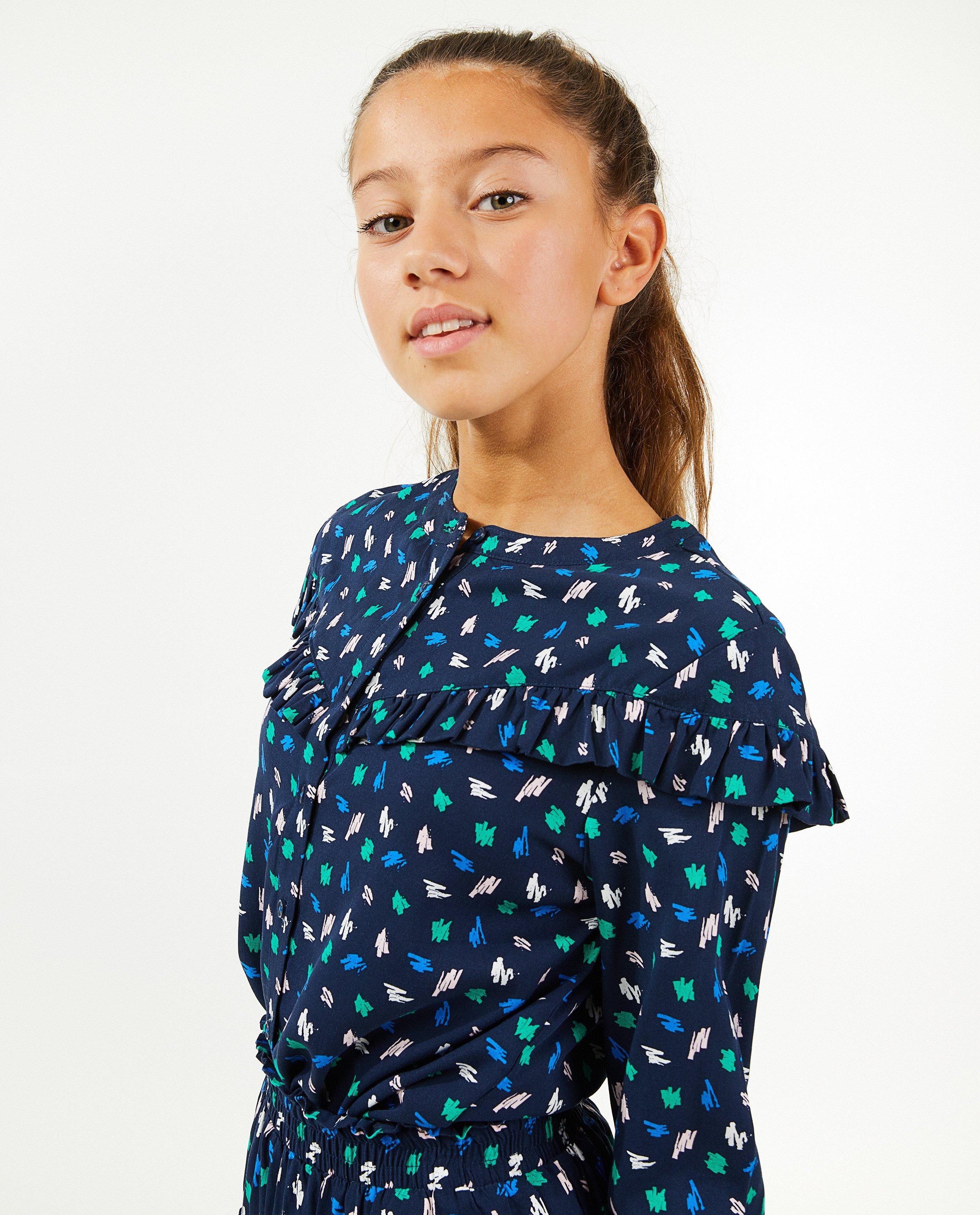 Hemden - Blauwe blouse met print