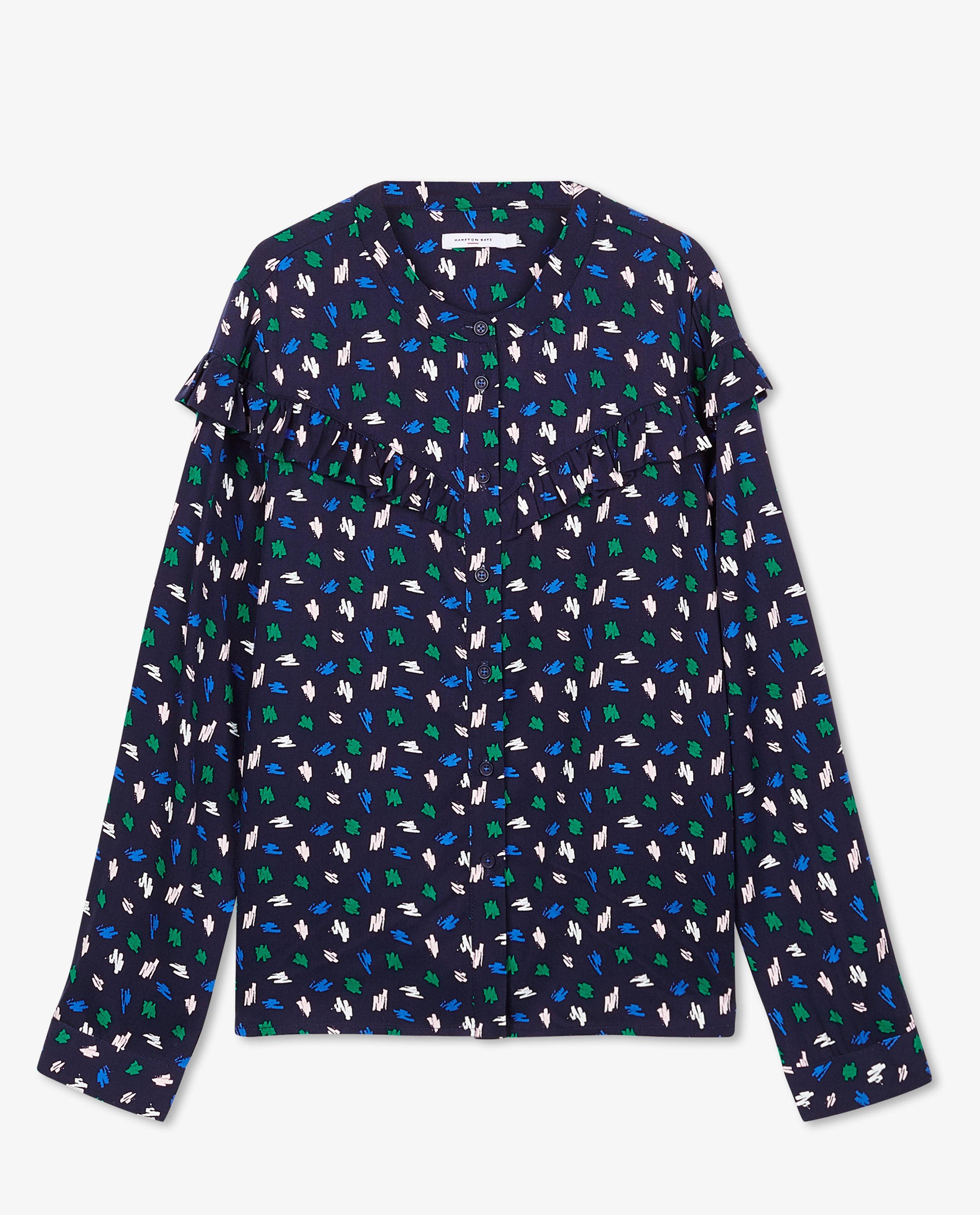 Hemden - Blauwe blouse met print
