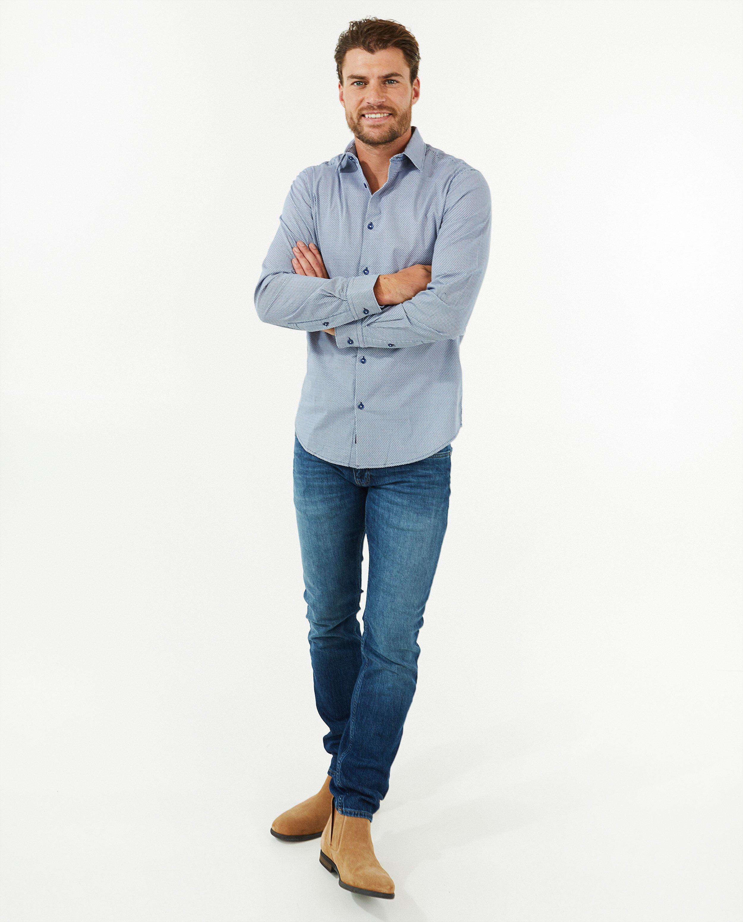 Blauw hemd met print - null - Iveo