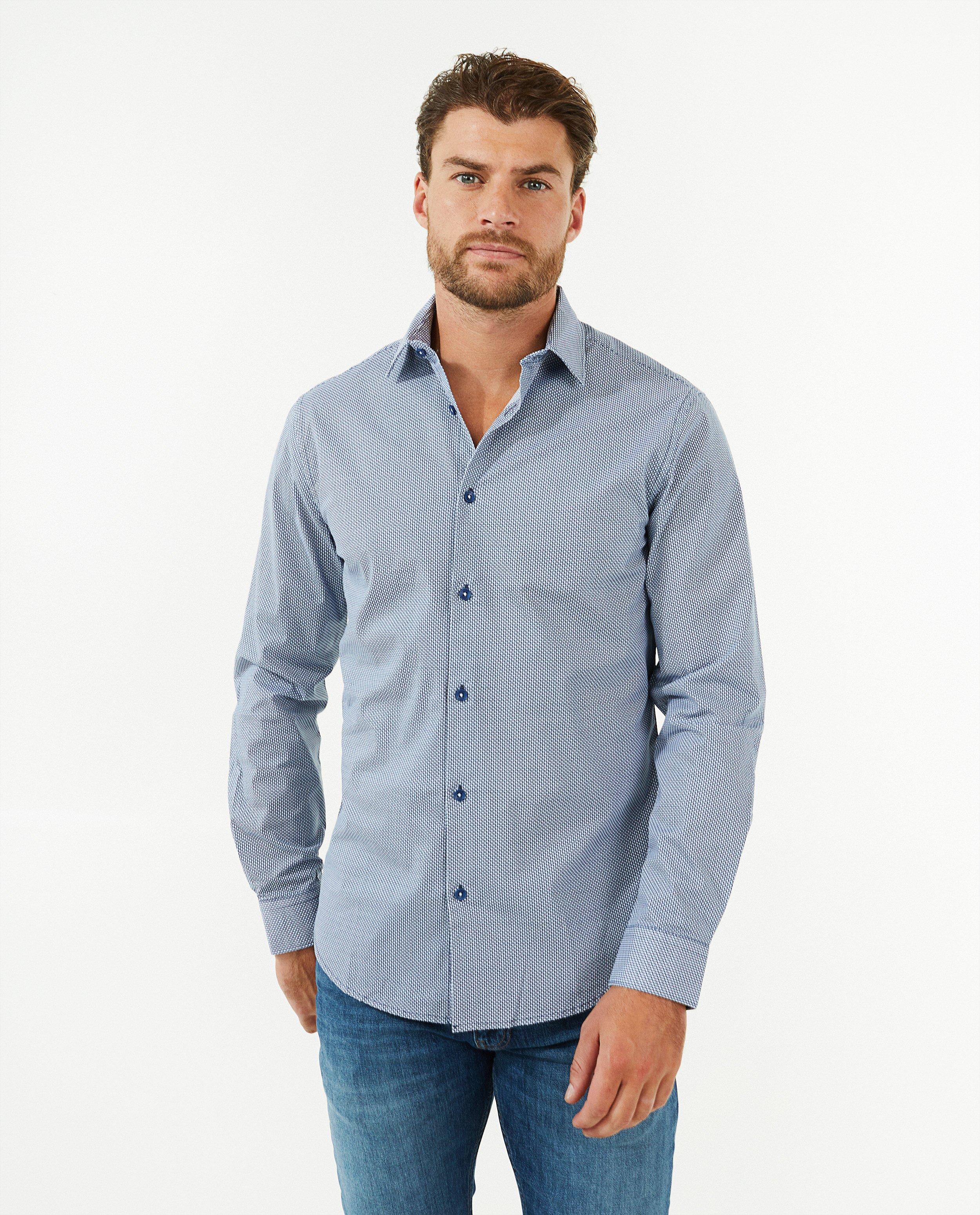 Hemden - Blauw hemd met print