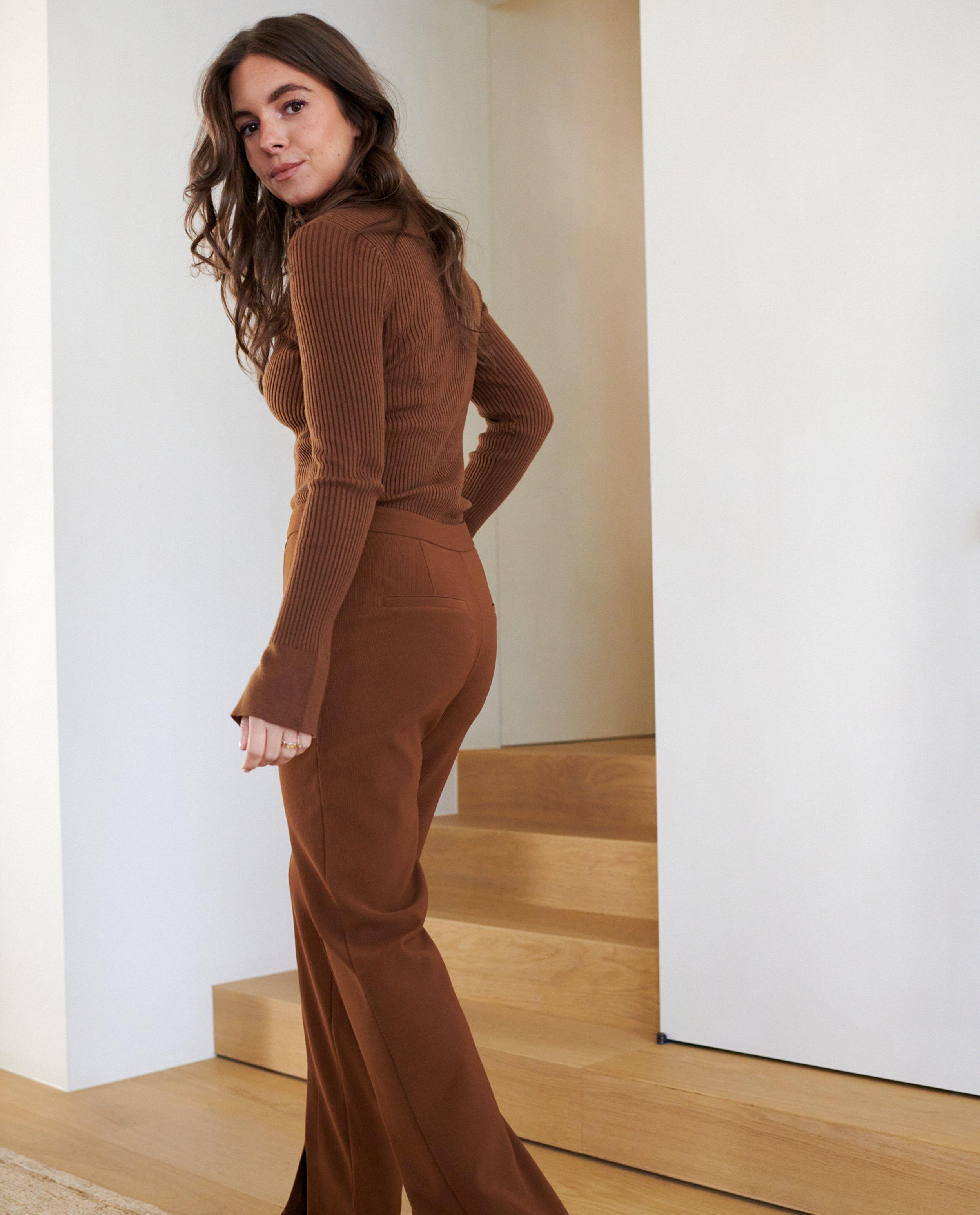 Bruine top met rib - null - Nanja Massy