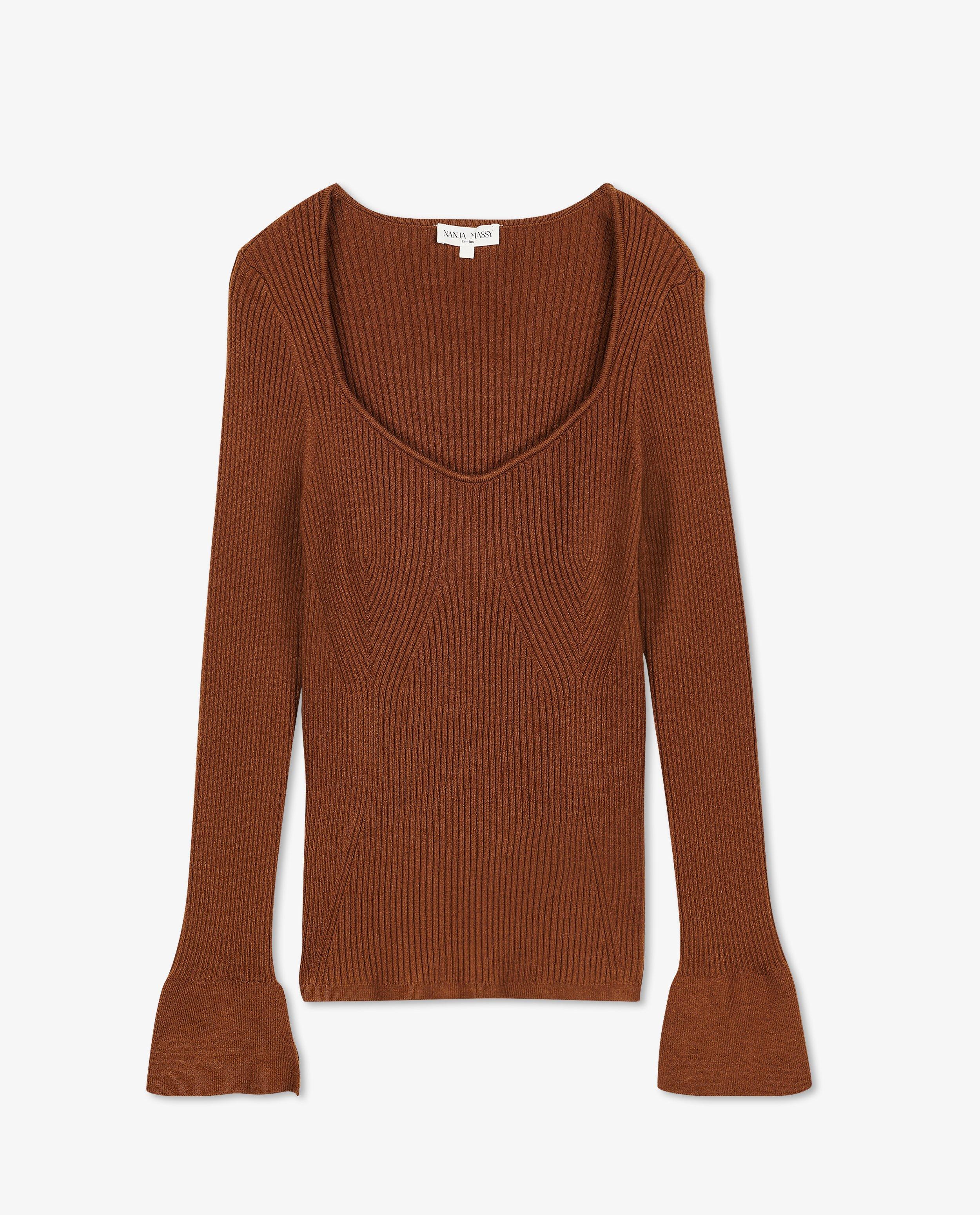 Truien - Bruine top met rib