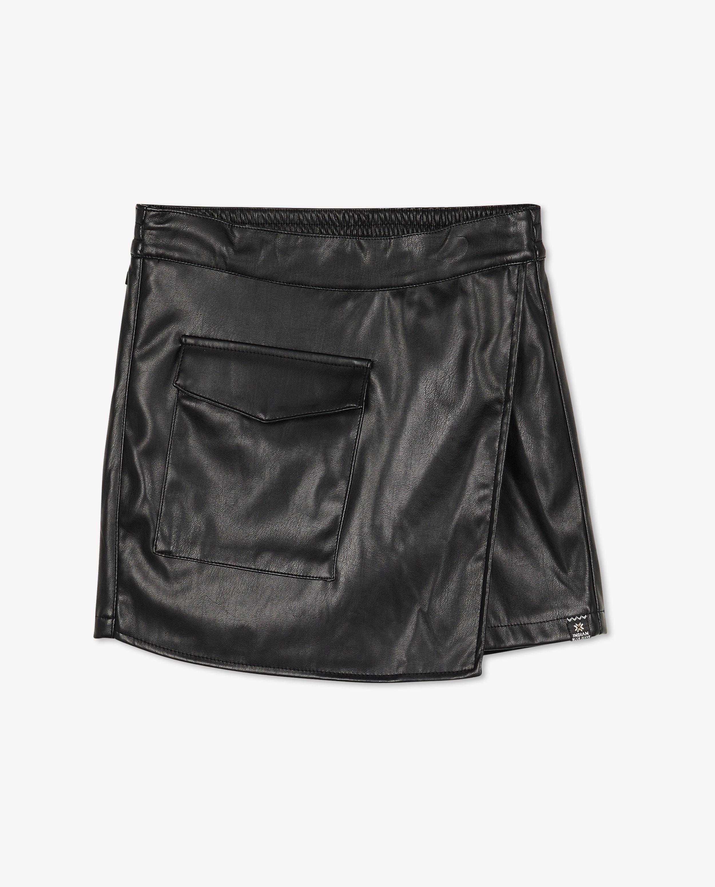 Jupe-culotte noire en similicuir - null - Indian Blue Jeans