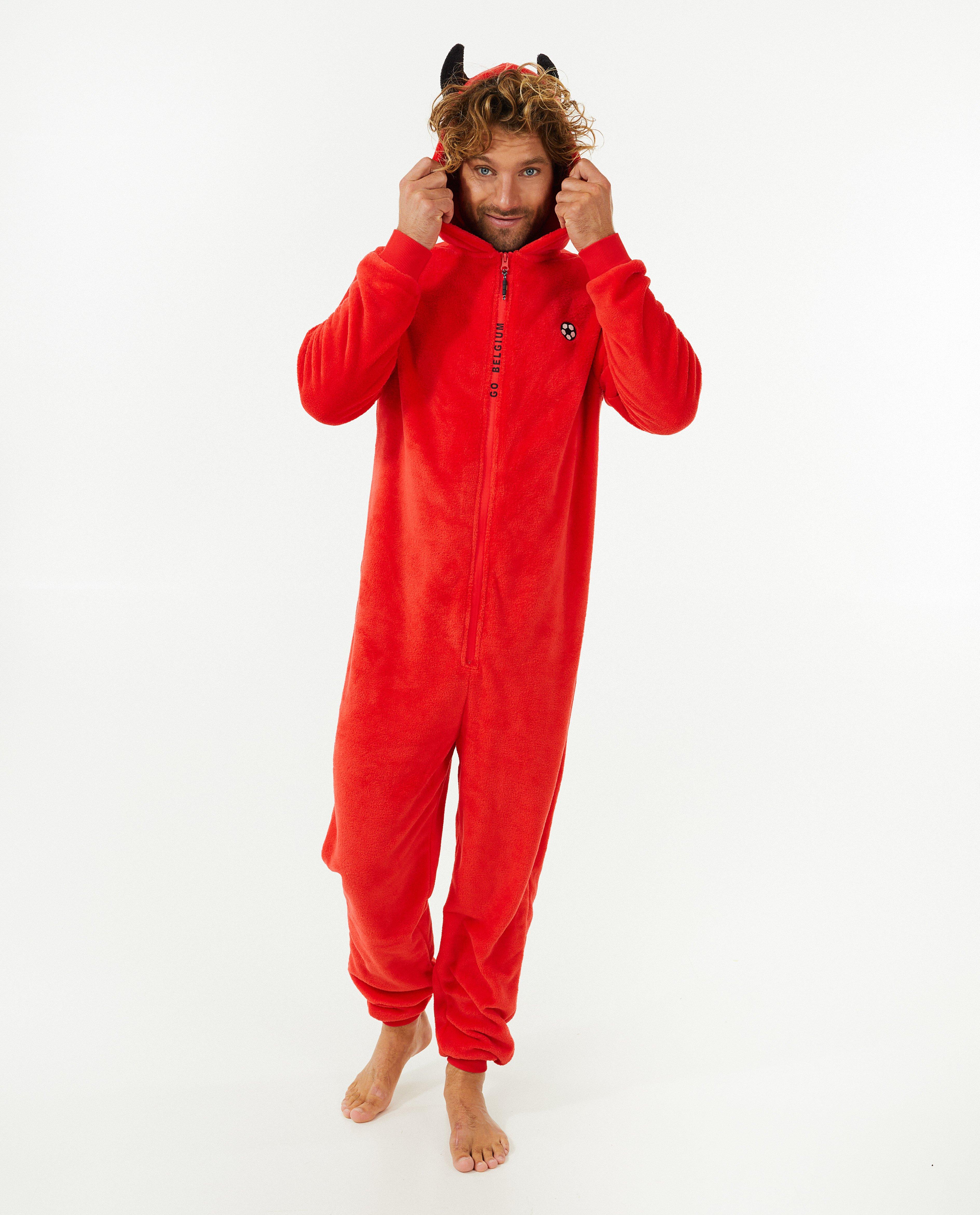 Nachtkleding - Rode onesie, heren