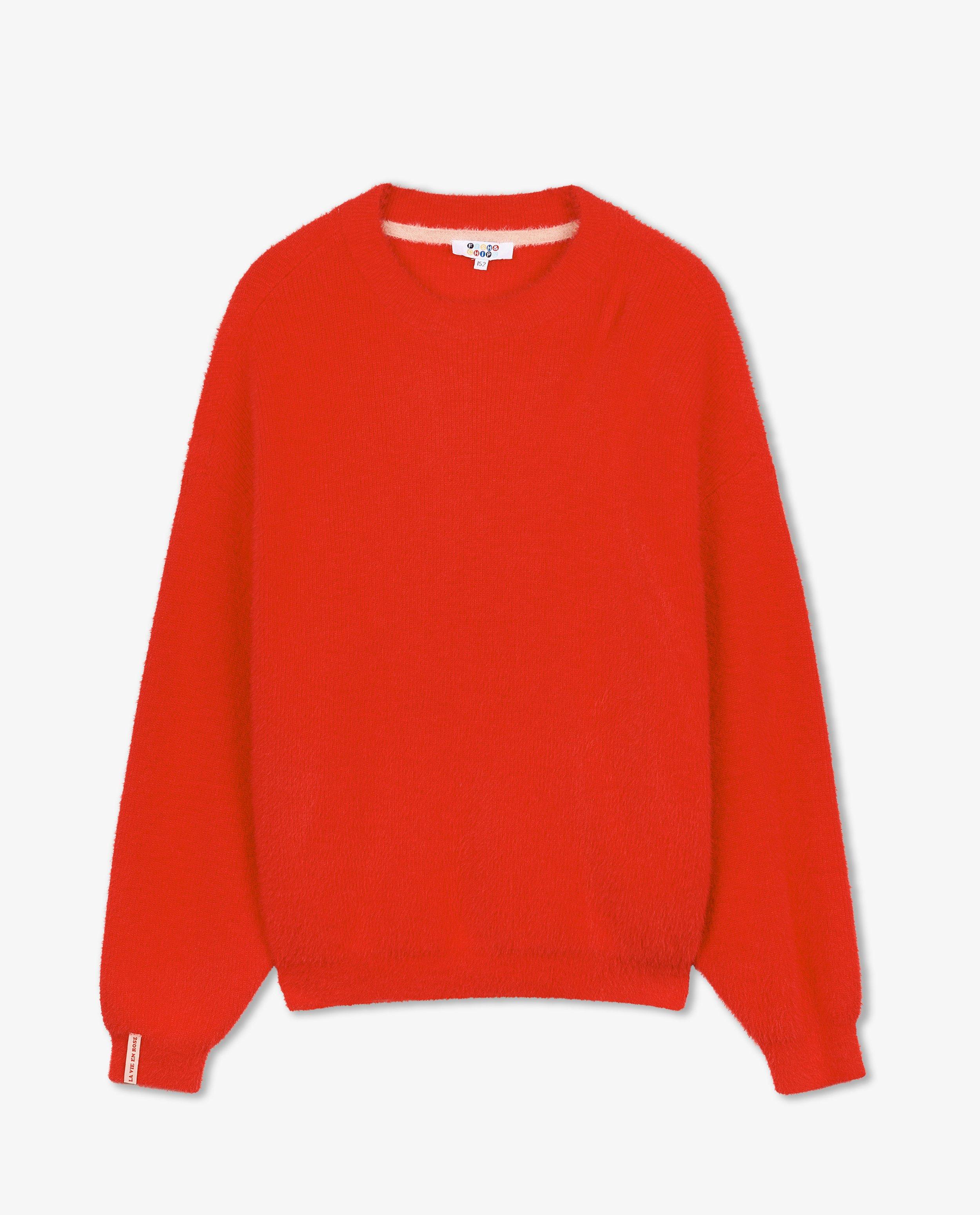 Pulls - Pull rouge en fils duveteux