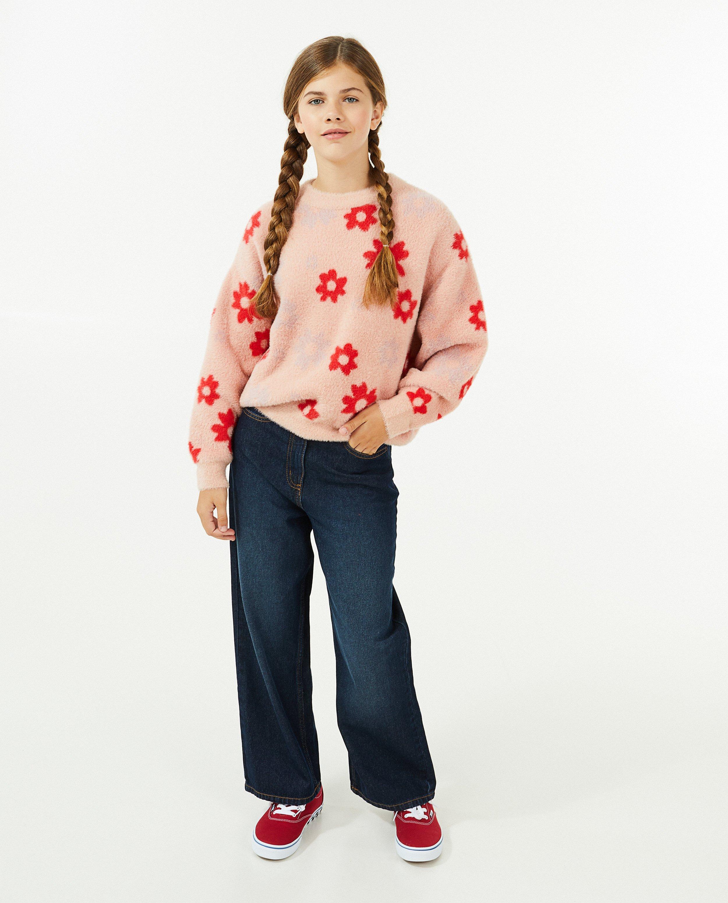 Fuzzy trui met bloemenprint - null - Fish & Chips
