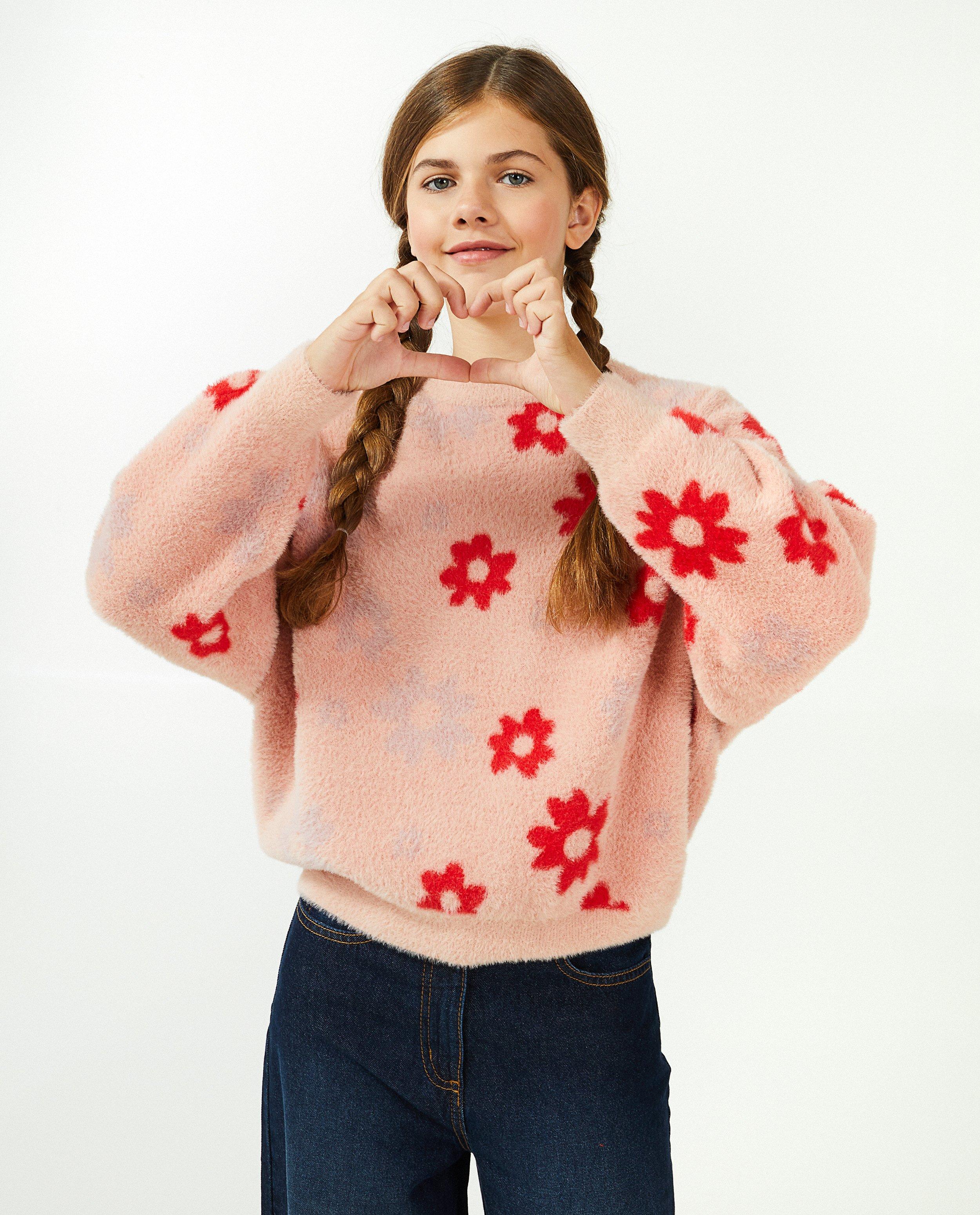 Truien - Fuzzy trui met bloemenprint