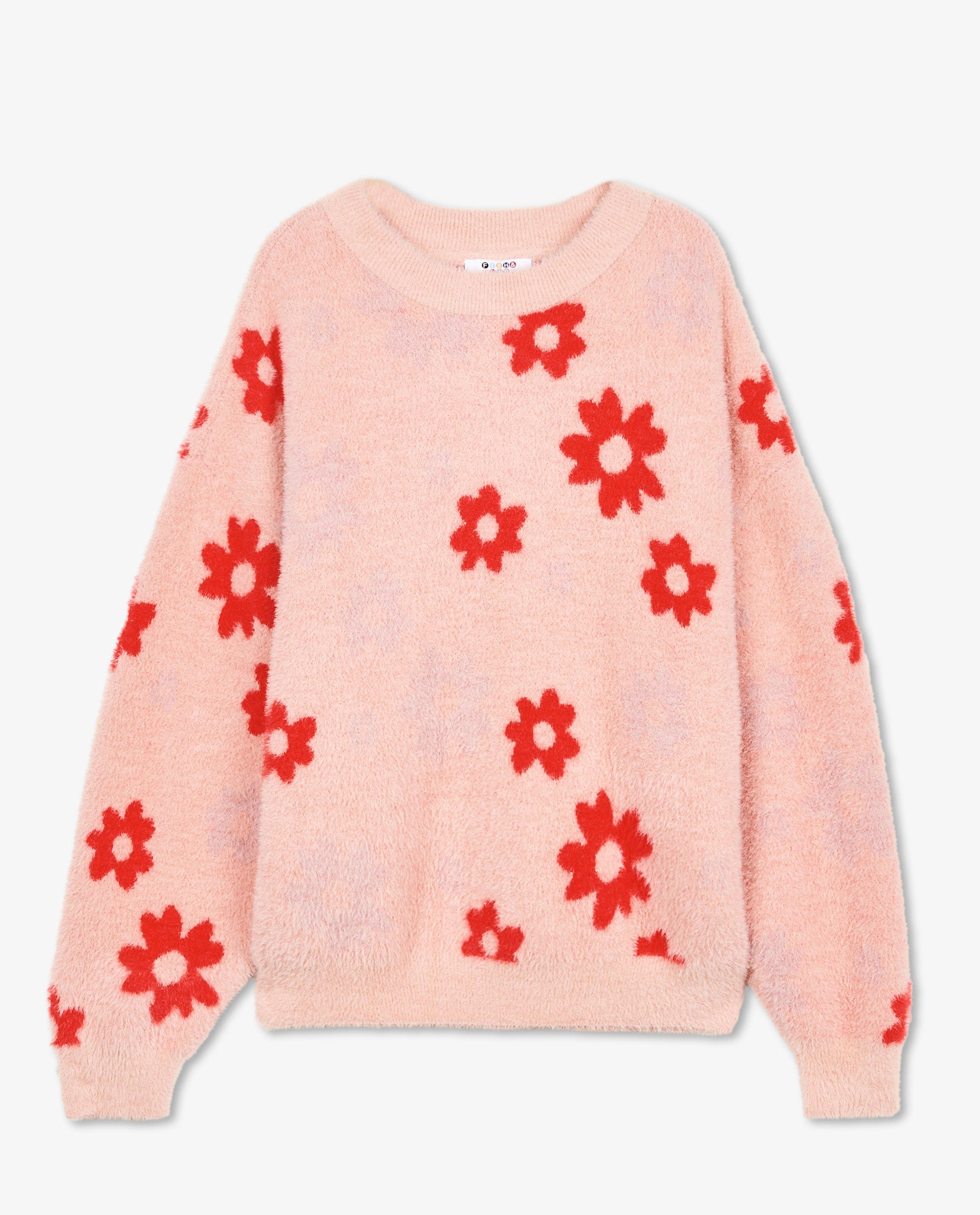 Truien - Fuzzy trui met bloemenprint