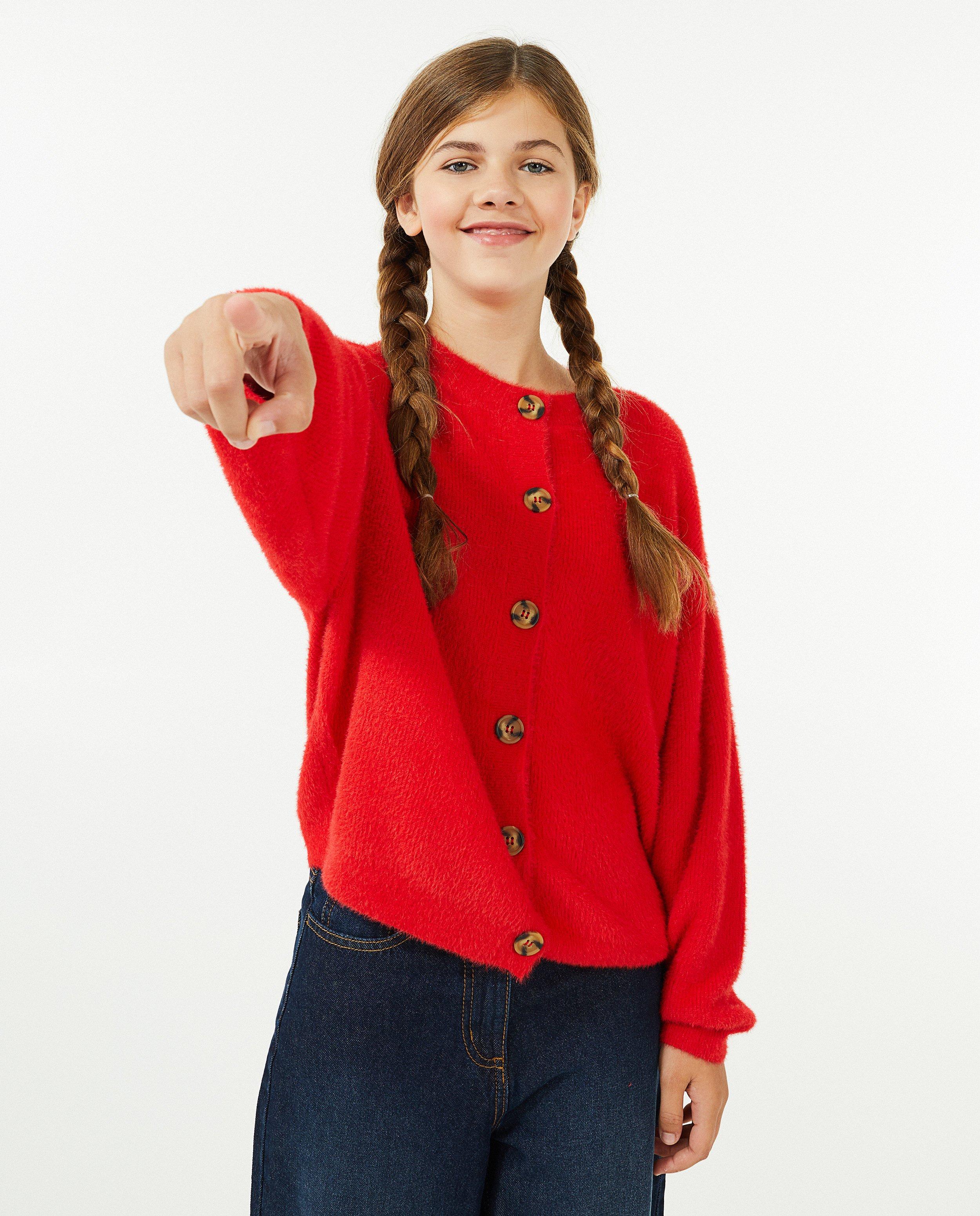 Cardigan - Rode cardigan met knopen