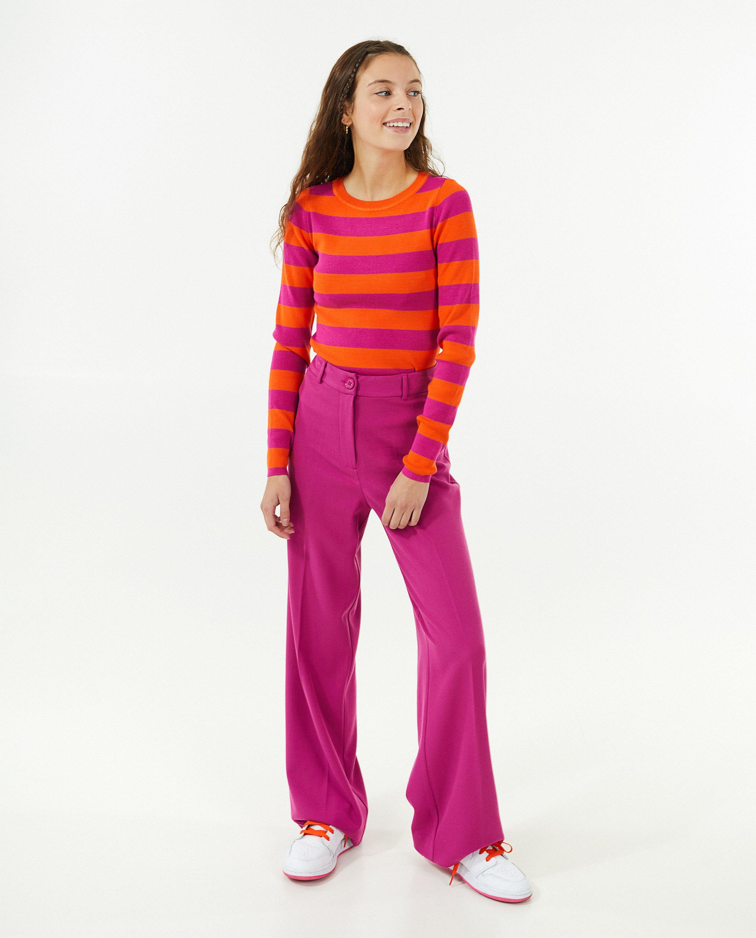 Fuchsia broek, wide leg fit - null - Groggy