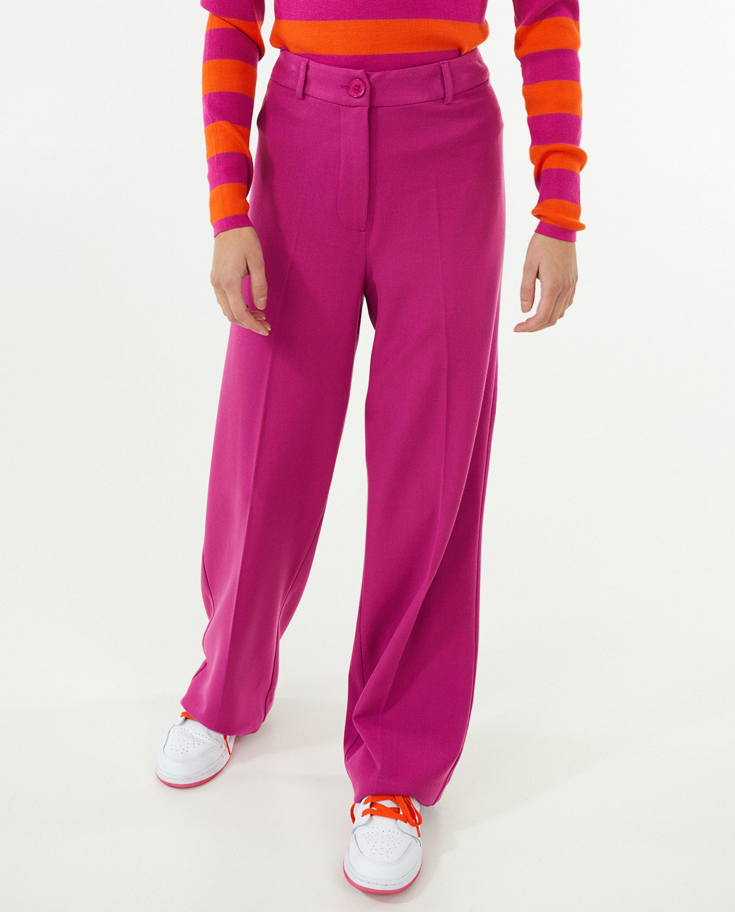 Broeken - Fuchsia broek, wide leg fit