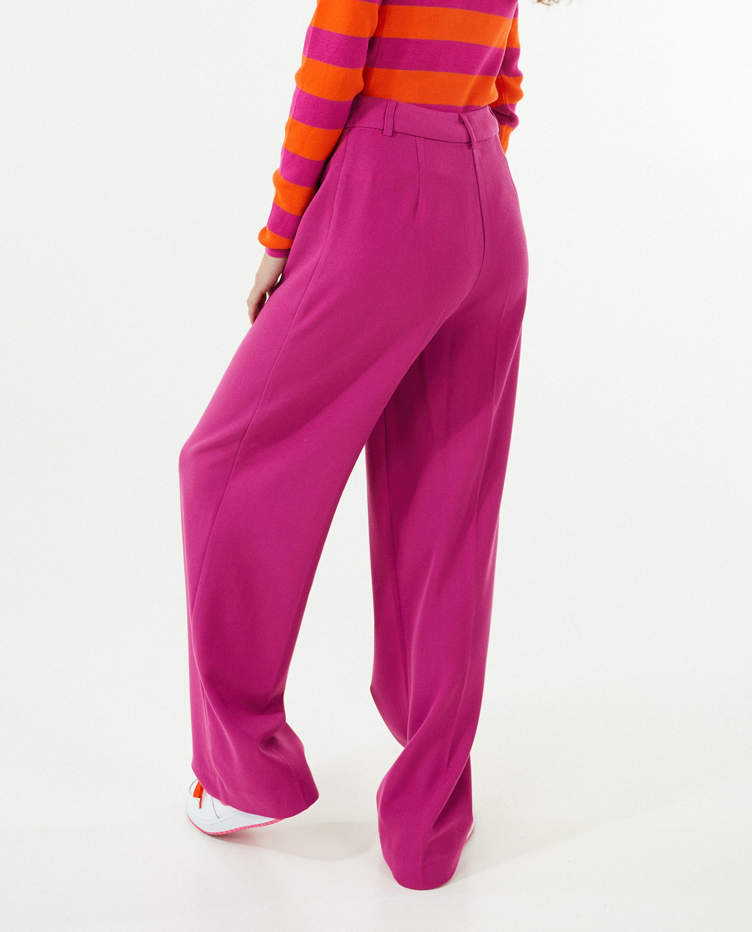 Broeken - Fuchsia broek, wide leg fit