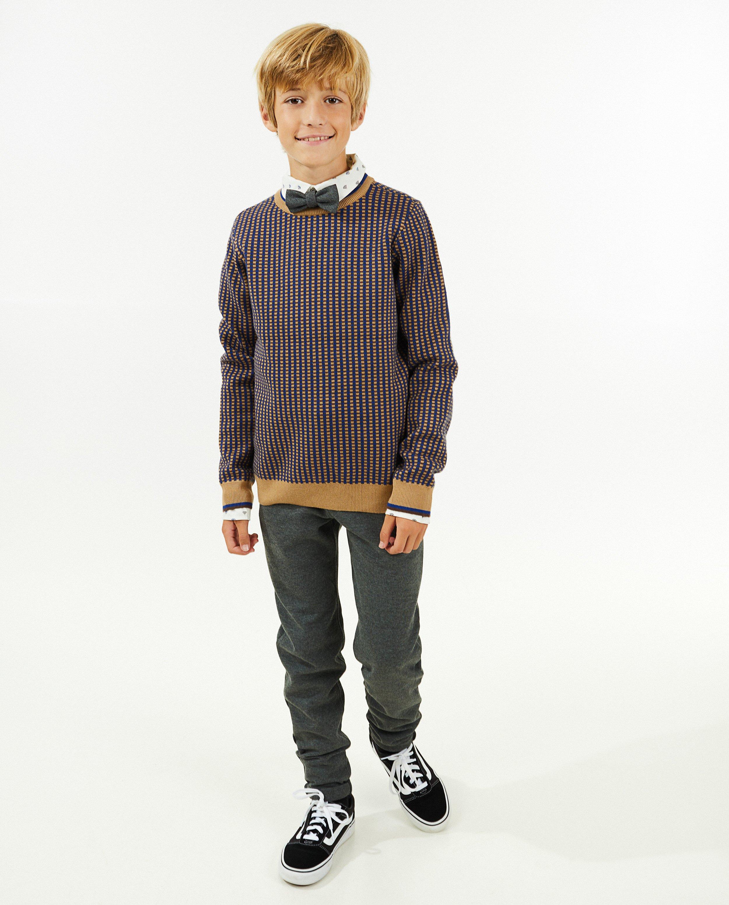 Blauwe trui met print - null - Fish & Chips