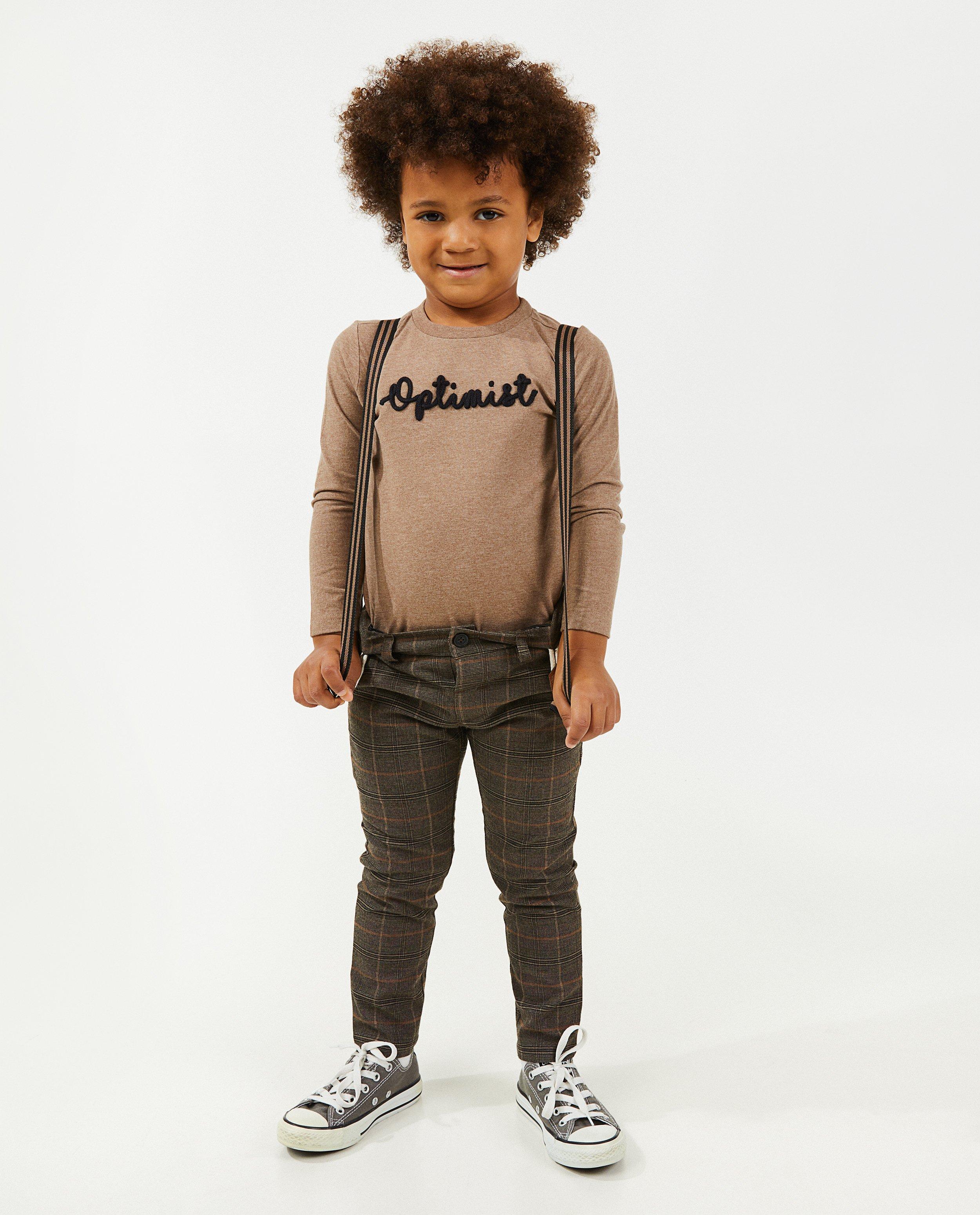 Bruine longsleeve met opschrift - null - Kidz Nation