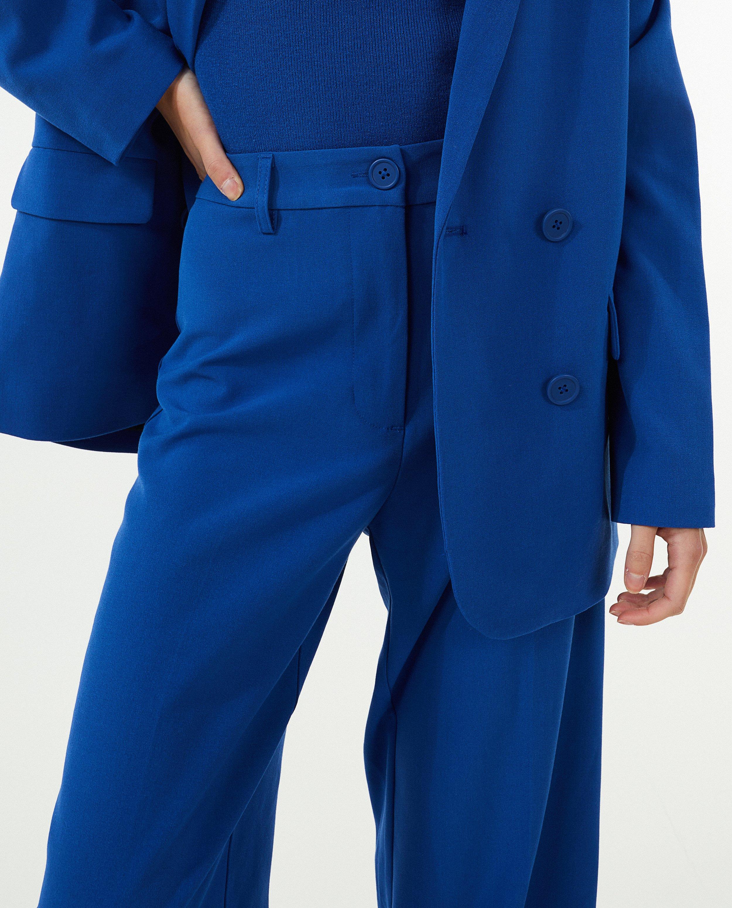Broeken - Blauwe broek, wide leg fit