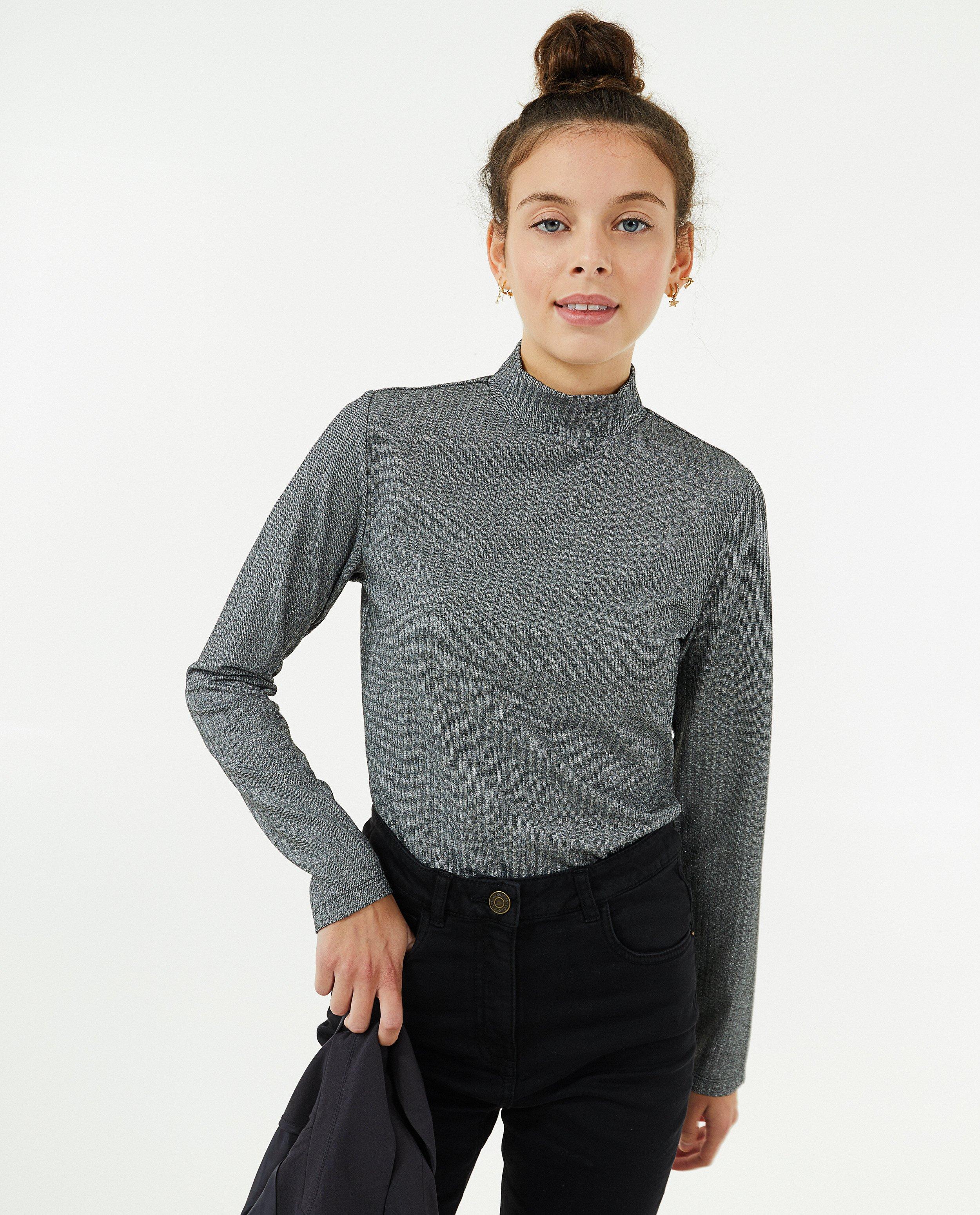 T-shirts - Grijze souspull met glitter
