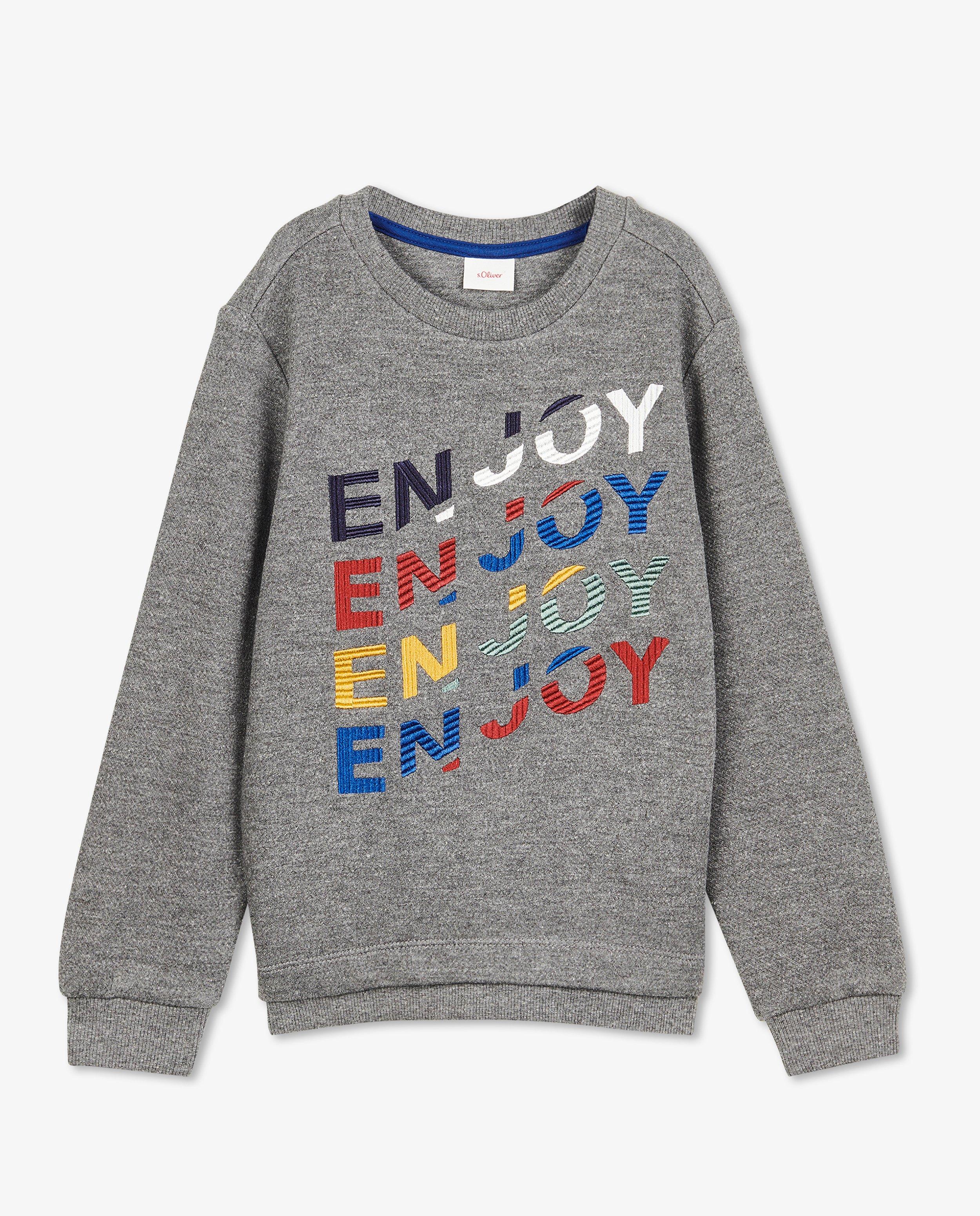 Donkergrijze sweater met opschrift - null - S. Oliver