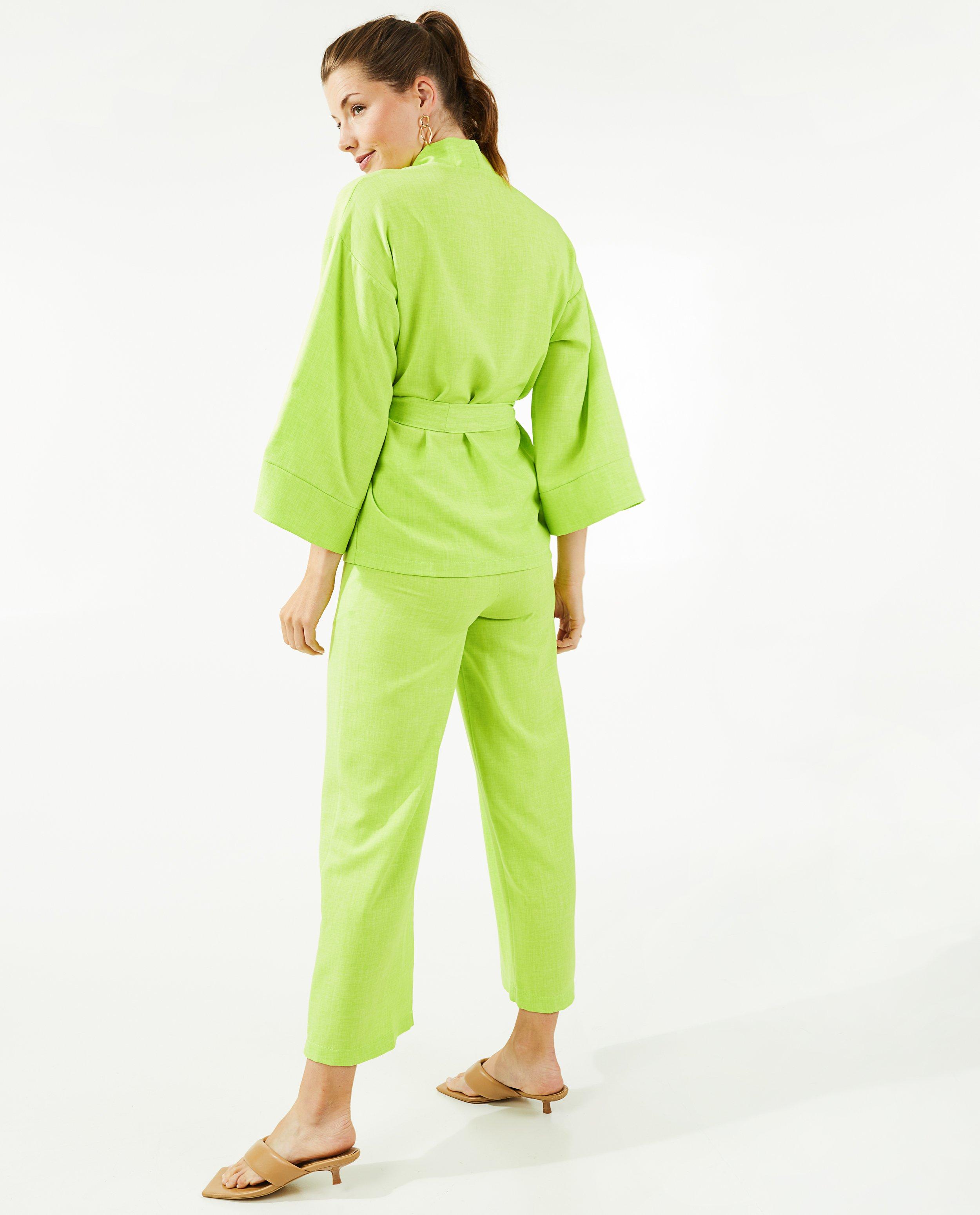 Cardigans - Kimono vert pâle à ceinture à nouer