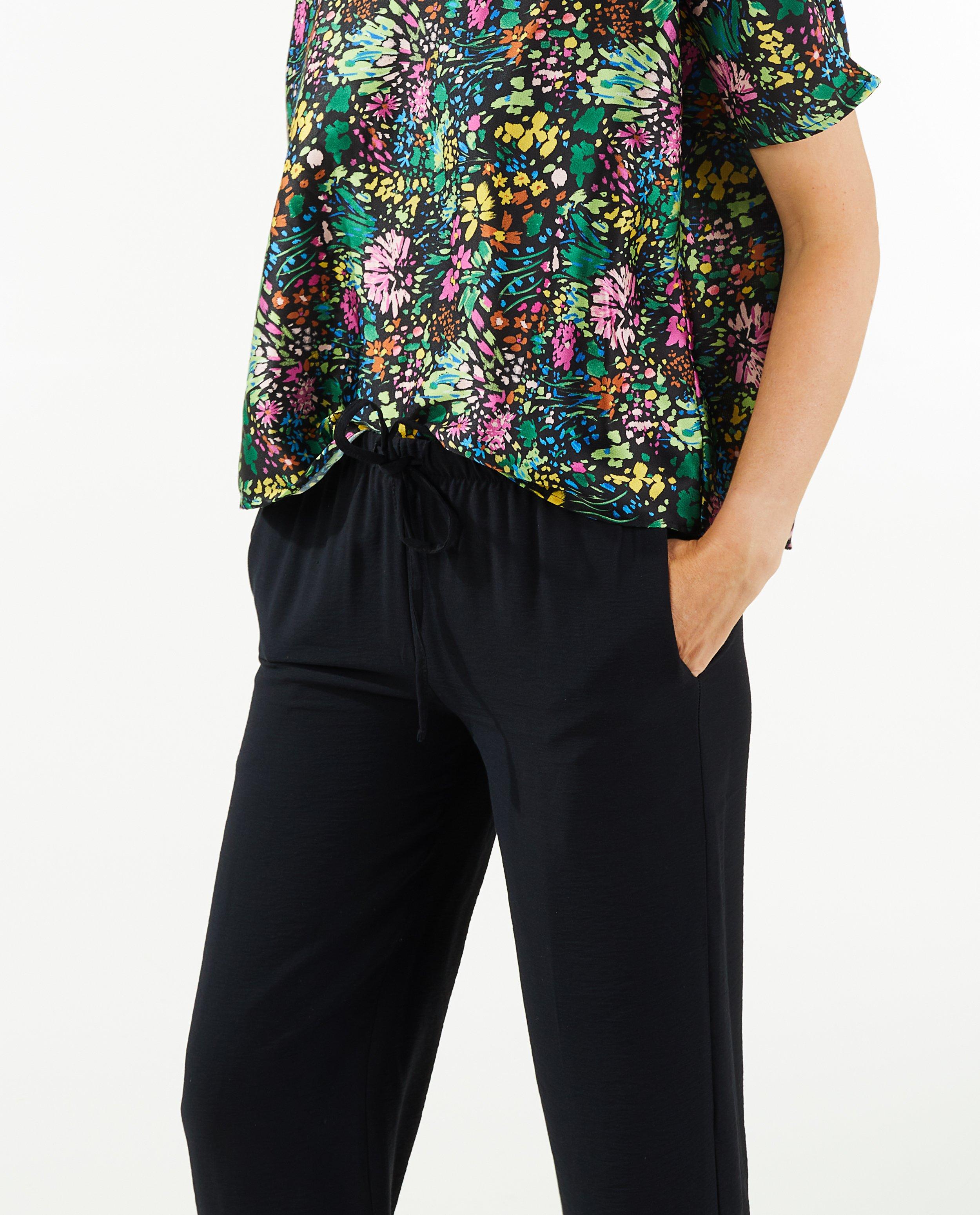 Broeken - Zwarte broek met wide leg en split