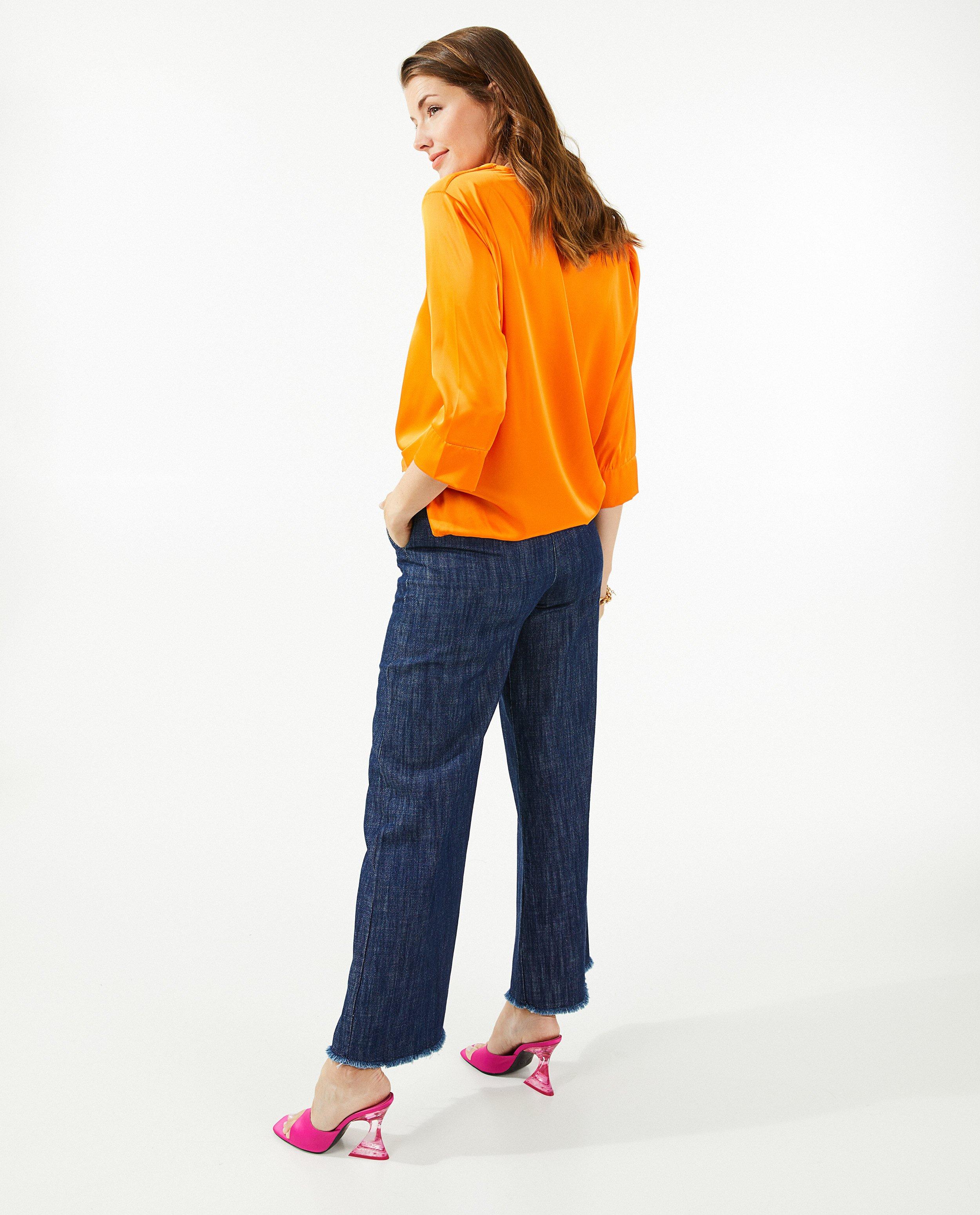Hemden - Satijnen blouse in oranje