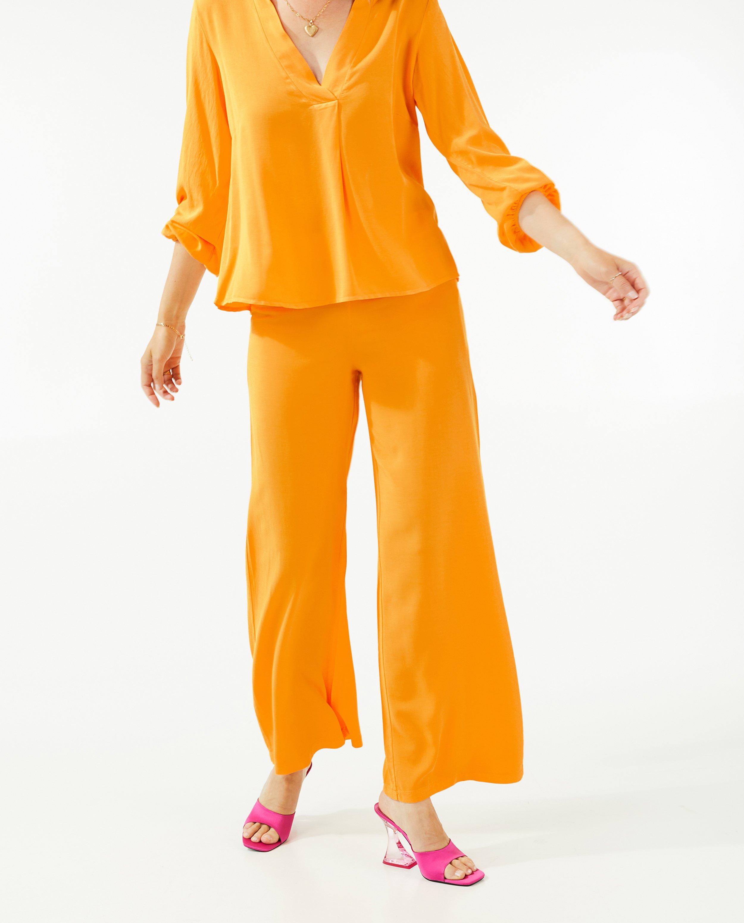 Broeken - Oranje broek van viscose