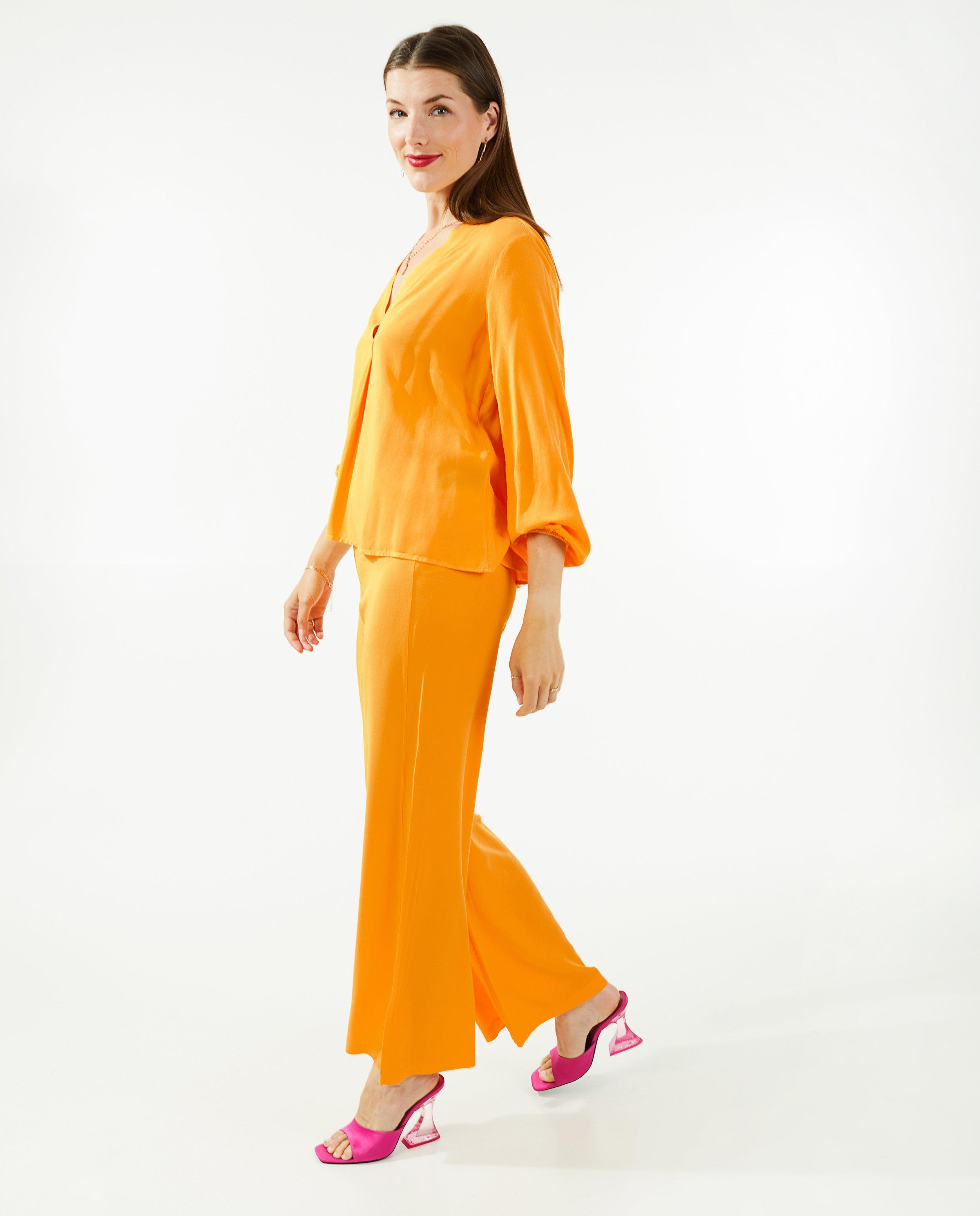 Broeken - Oranje broek van viscose