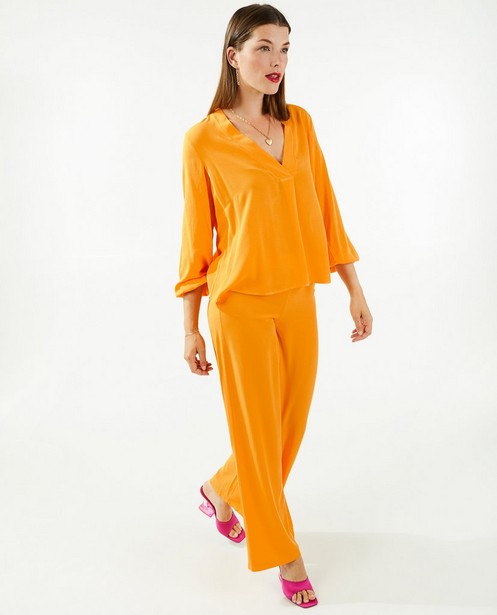 Oranje blouse met V-hals - null - Ella Italia