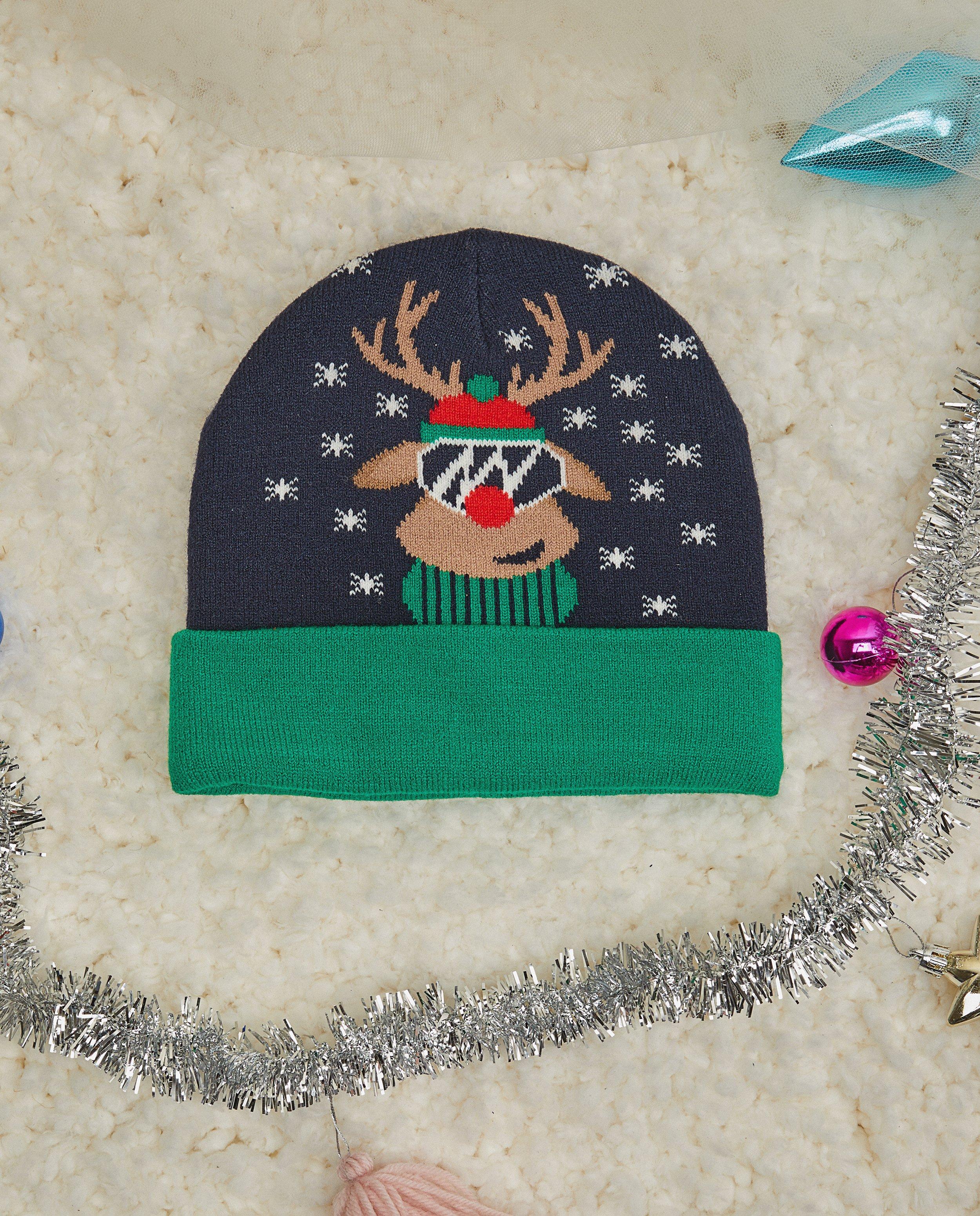 Bonnet de No&euml;l &agrave; imprim&eacute; - D&eacute;tails du produit - bleu fonc&eacute; - image num&eacute;ro 1