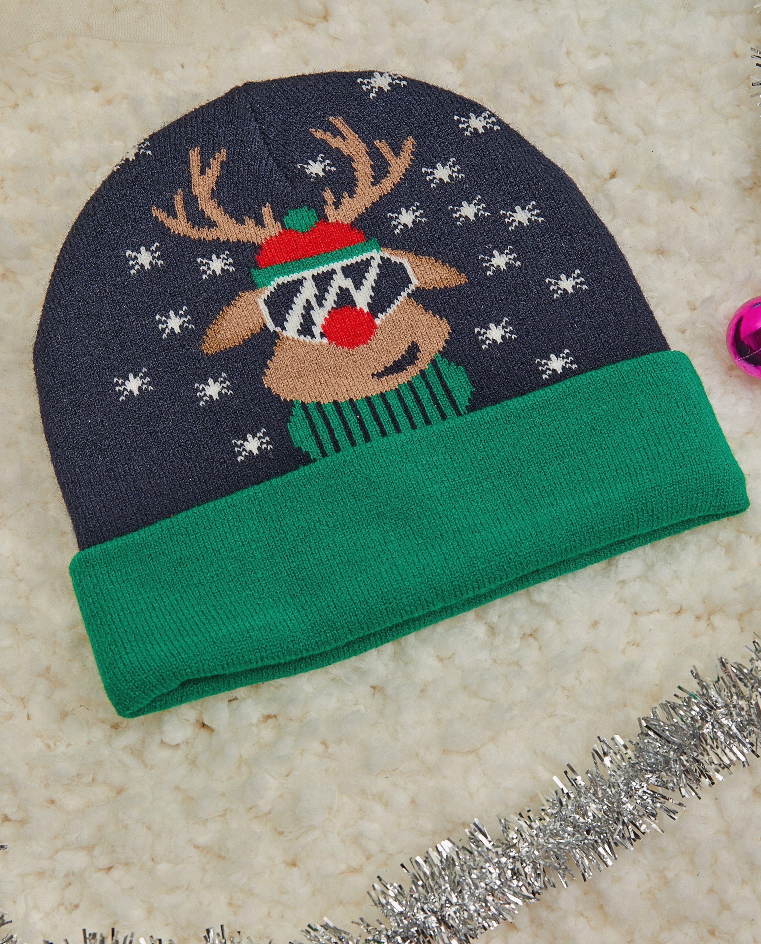 Bonnet de No&euml;l &agrave; imprim&eacute; - D&eacute;tails du produit - bleu fonc&eacute; - image num&eacute;ro 2