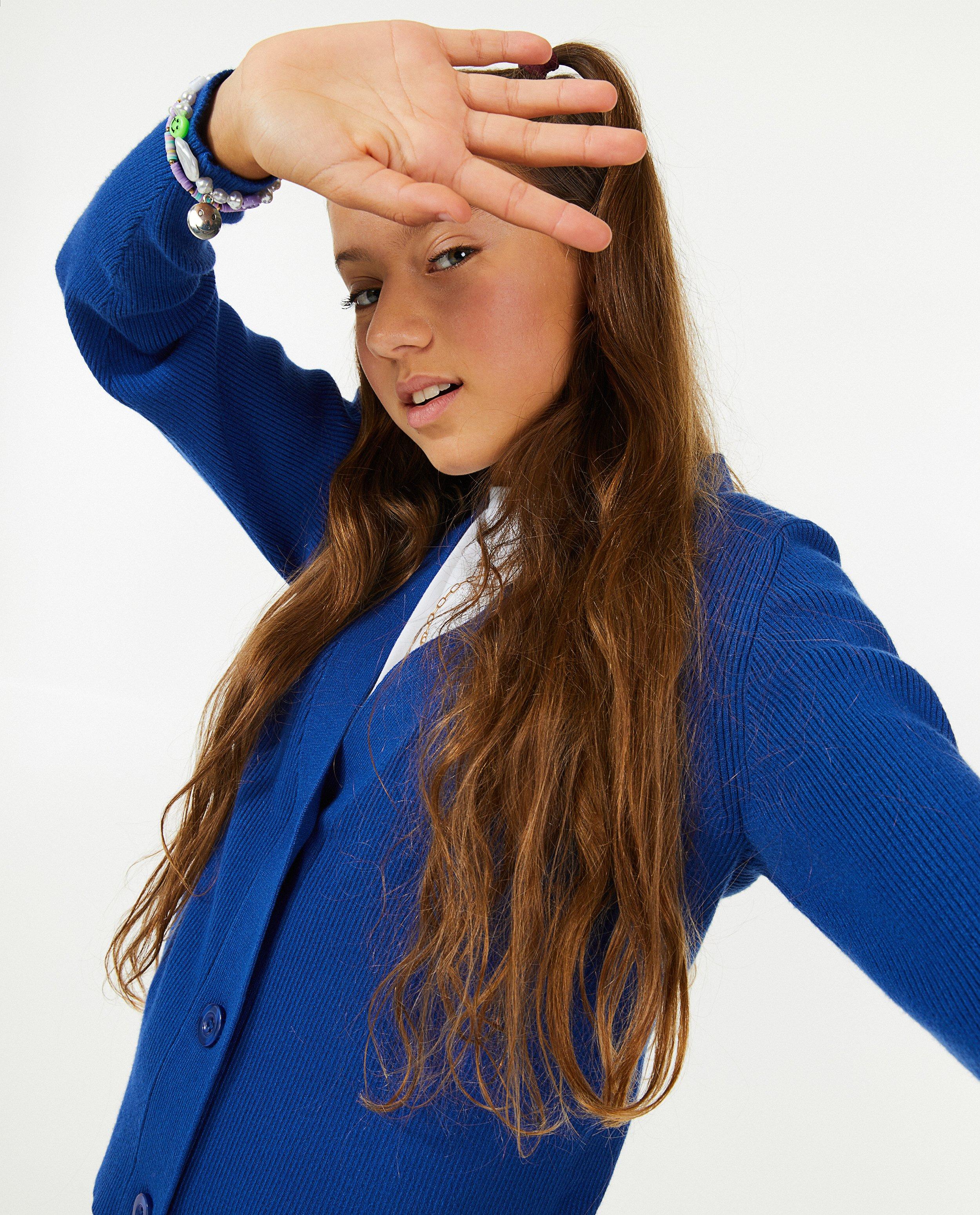 Cardigan - Bruinrode cardigan met rib