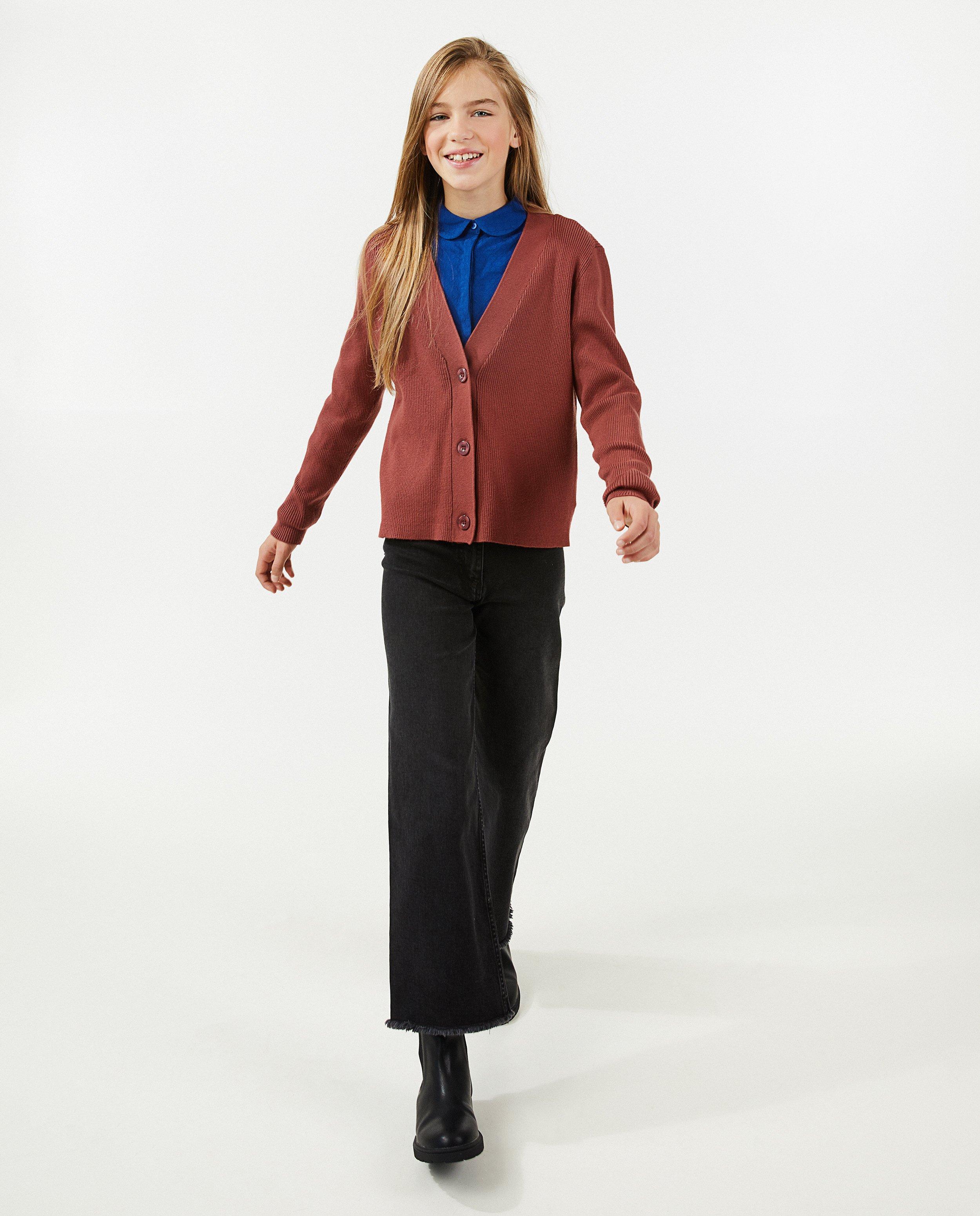 Bruinrode cardigan met rib - null - Besties