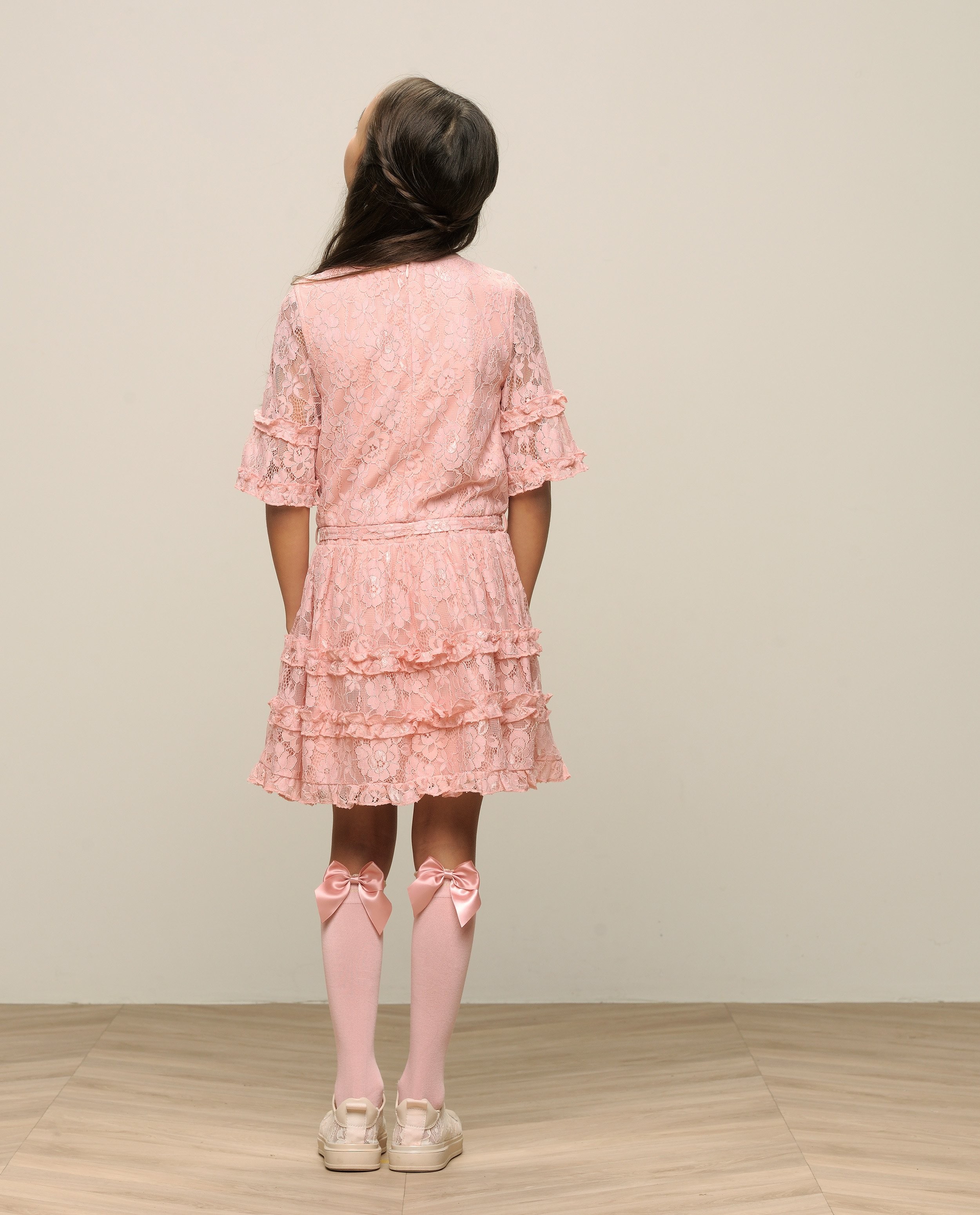 Roze jurk met kant, Communie - null - Le Chic