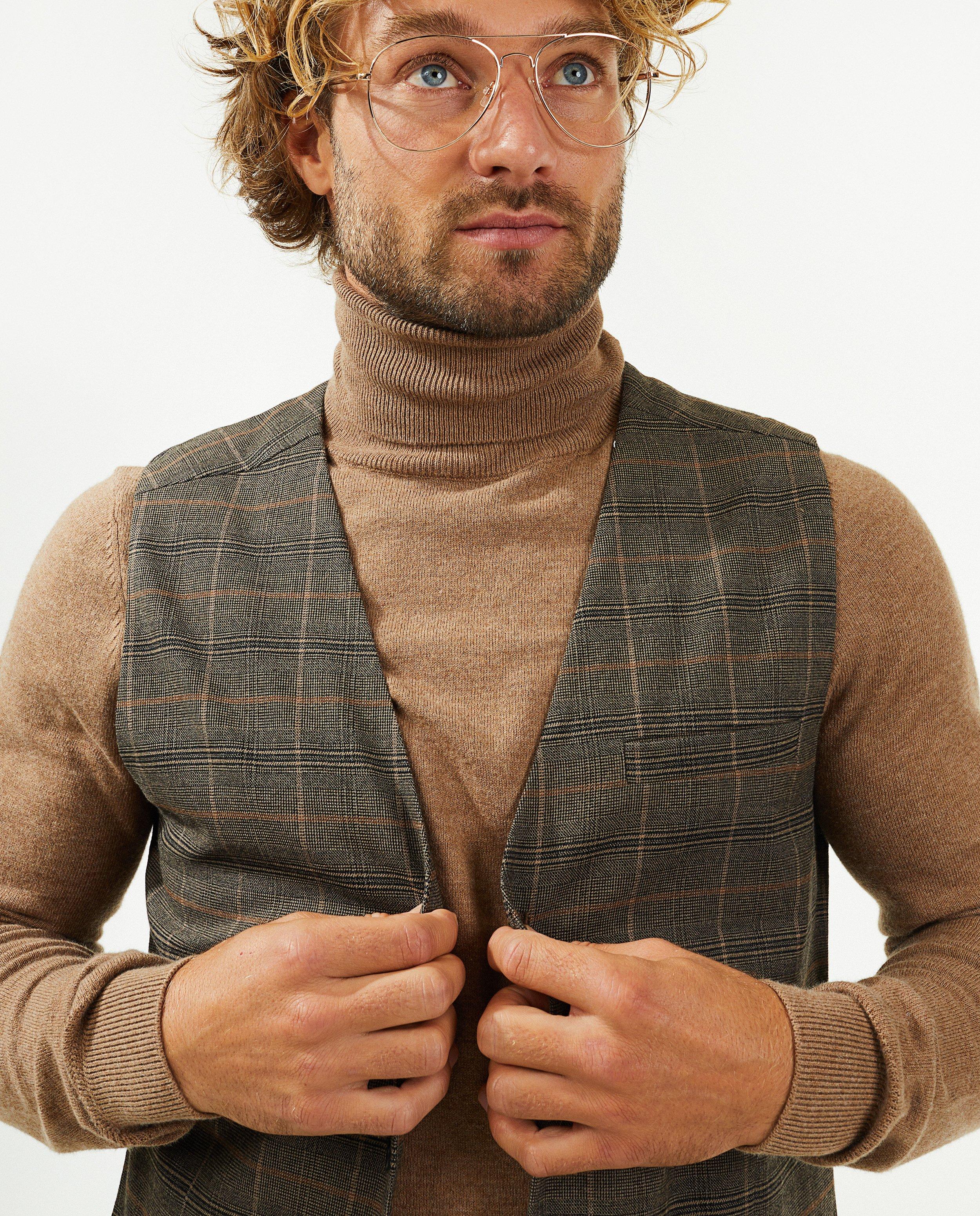 Cardigan - Bruine gilet met ruiten