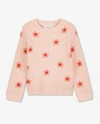 Truien - Roze trui met bloemetjes