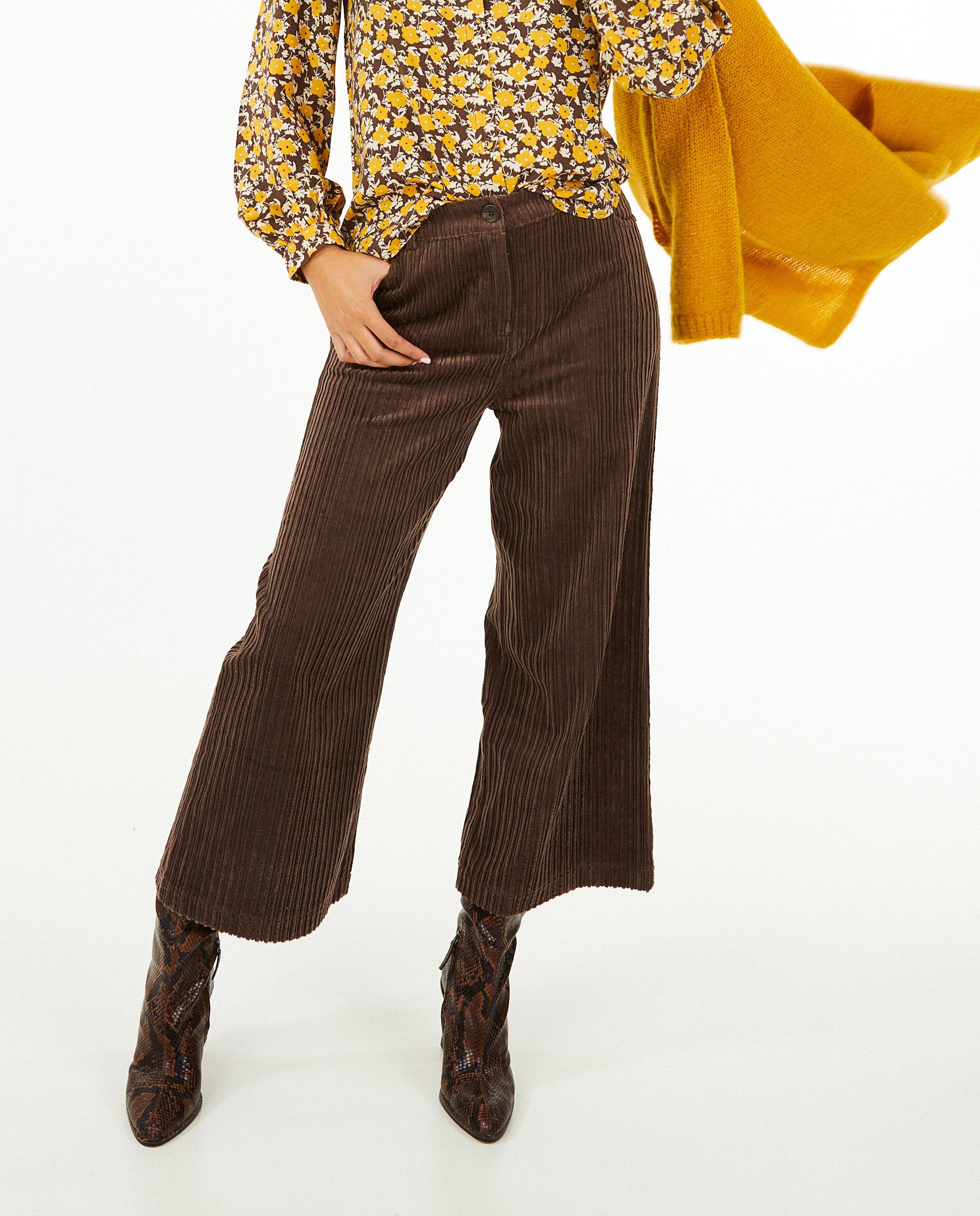 Pantalons - Pantalon en velours côtelé, coupe jupe-culotte