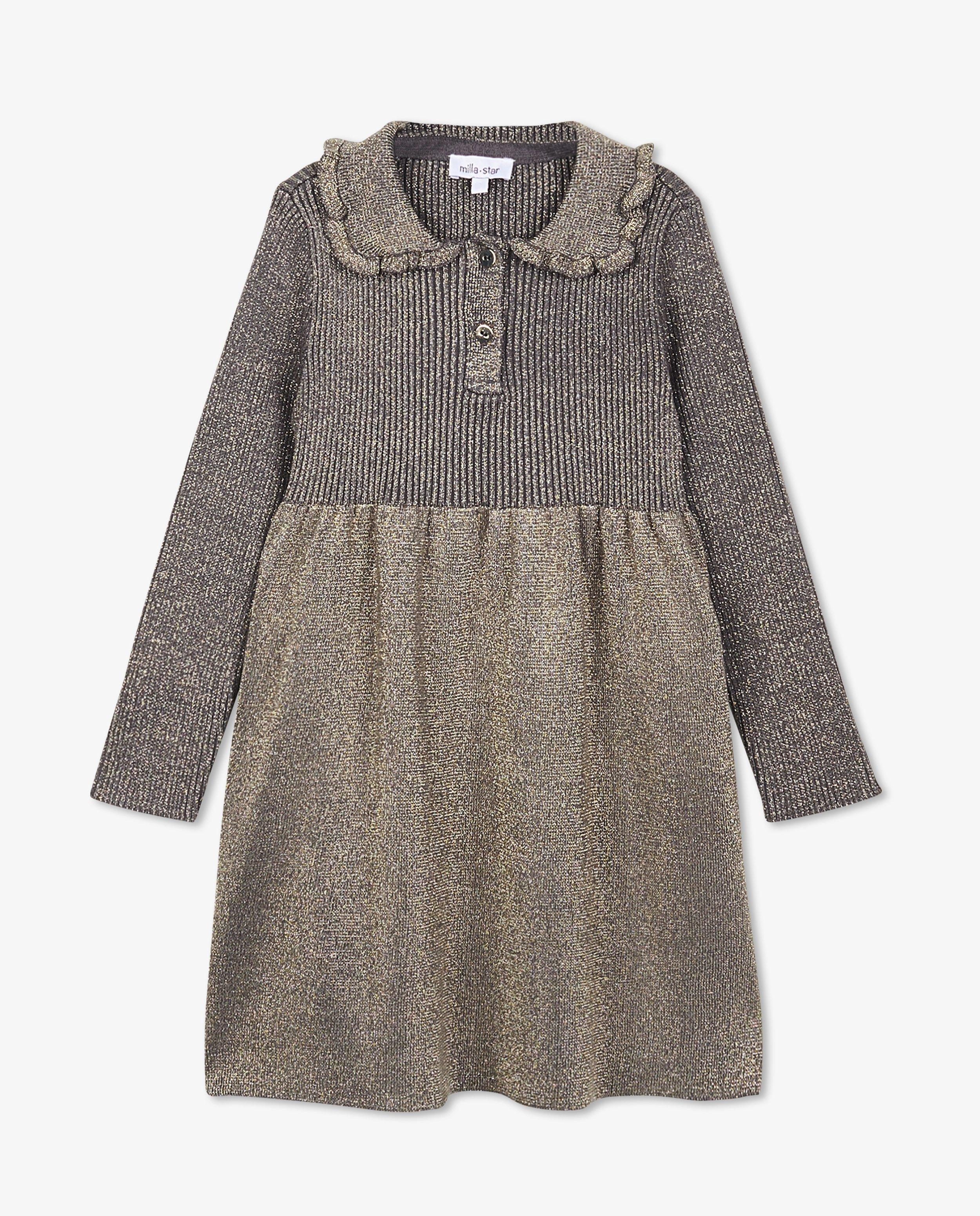 Robes - Robe grise à fil métallisé
