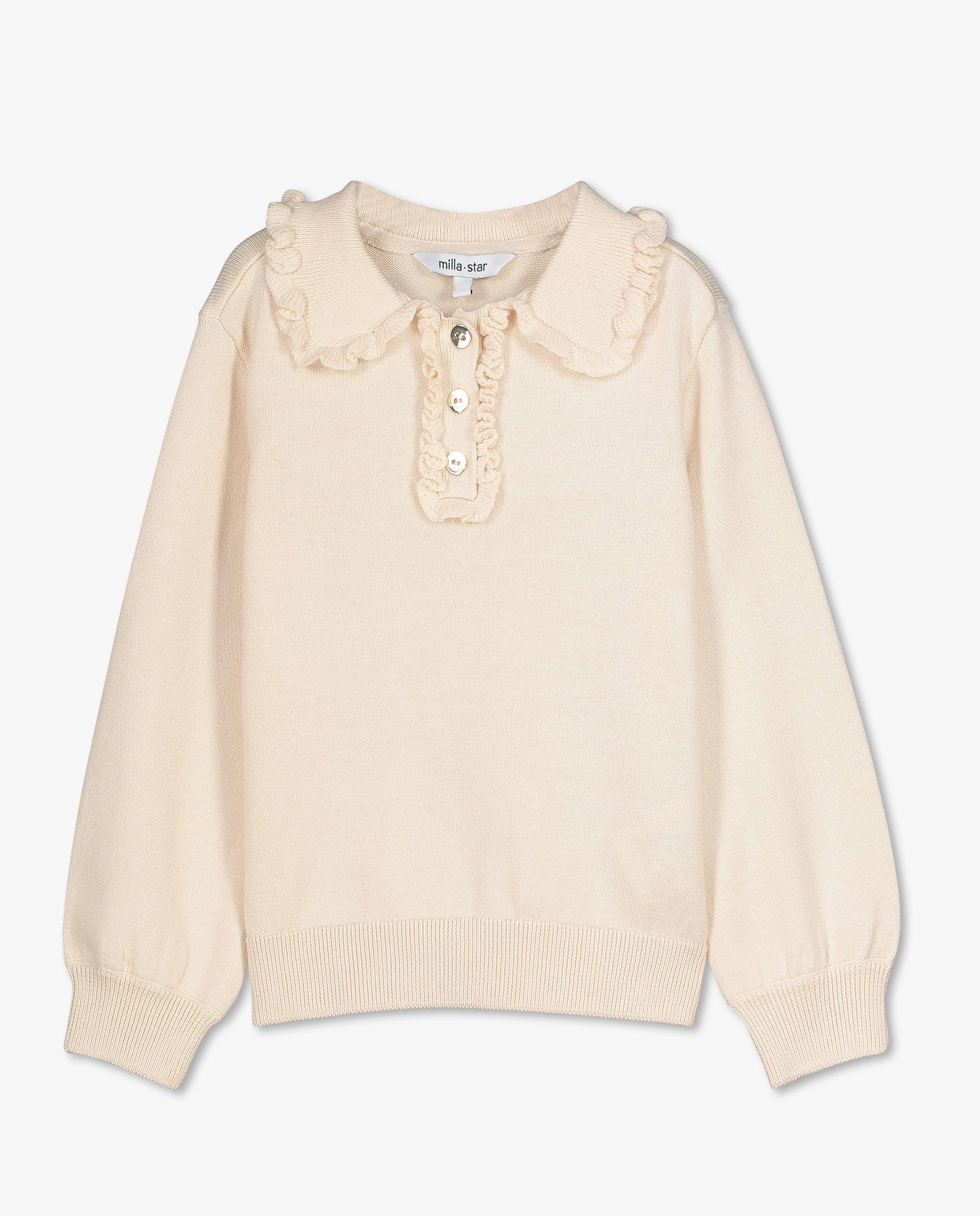 Truien - Offwhite trui met ruches