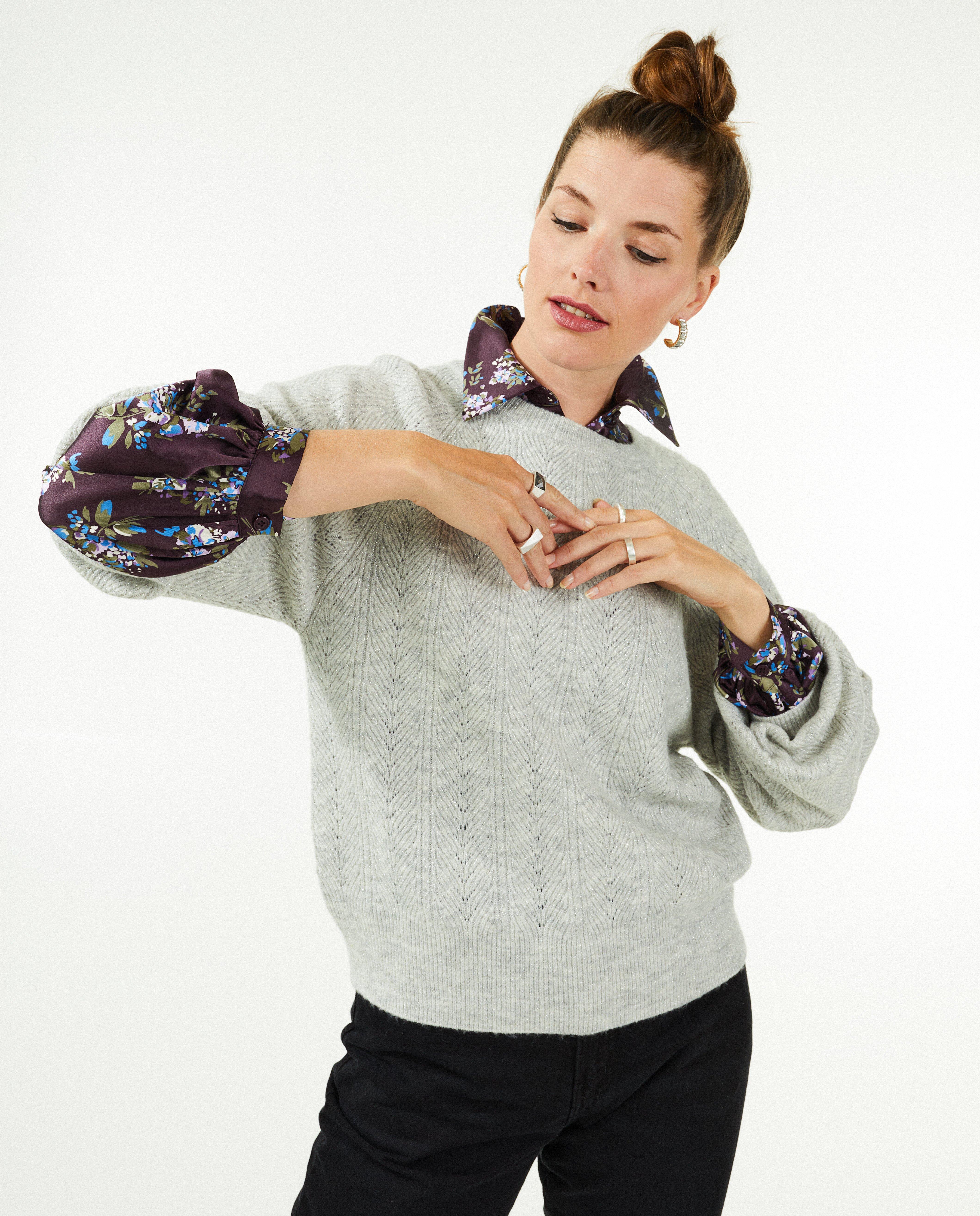 Pulls - Pull gris à paillettes