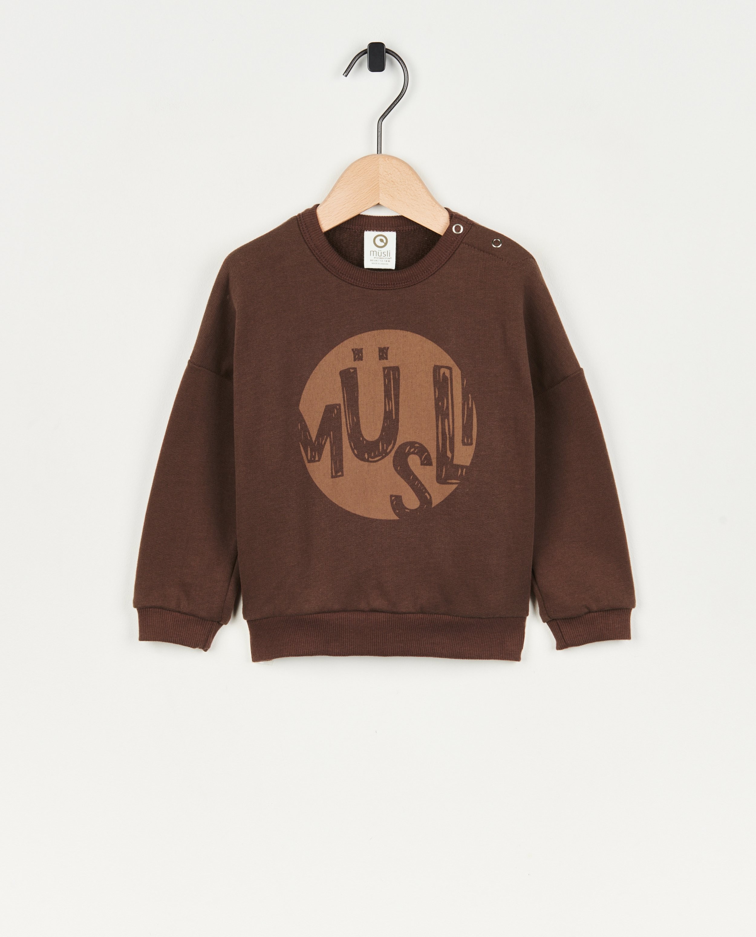 Bruine sweater met print - null - müsli