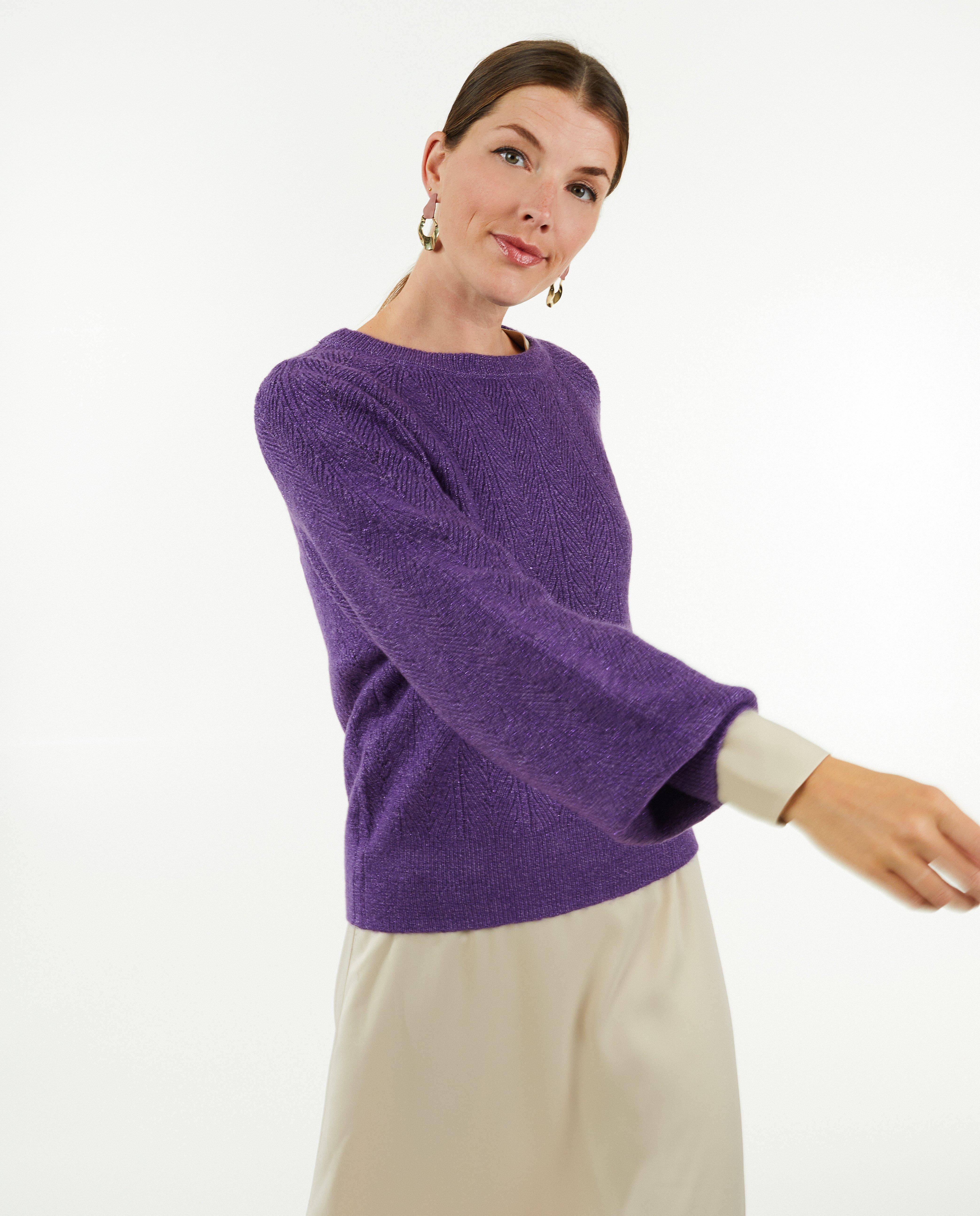 Pulls - Pull mauve à paillettes